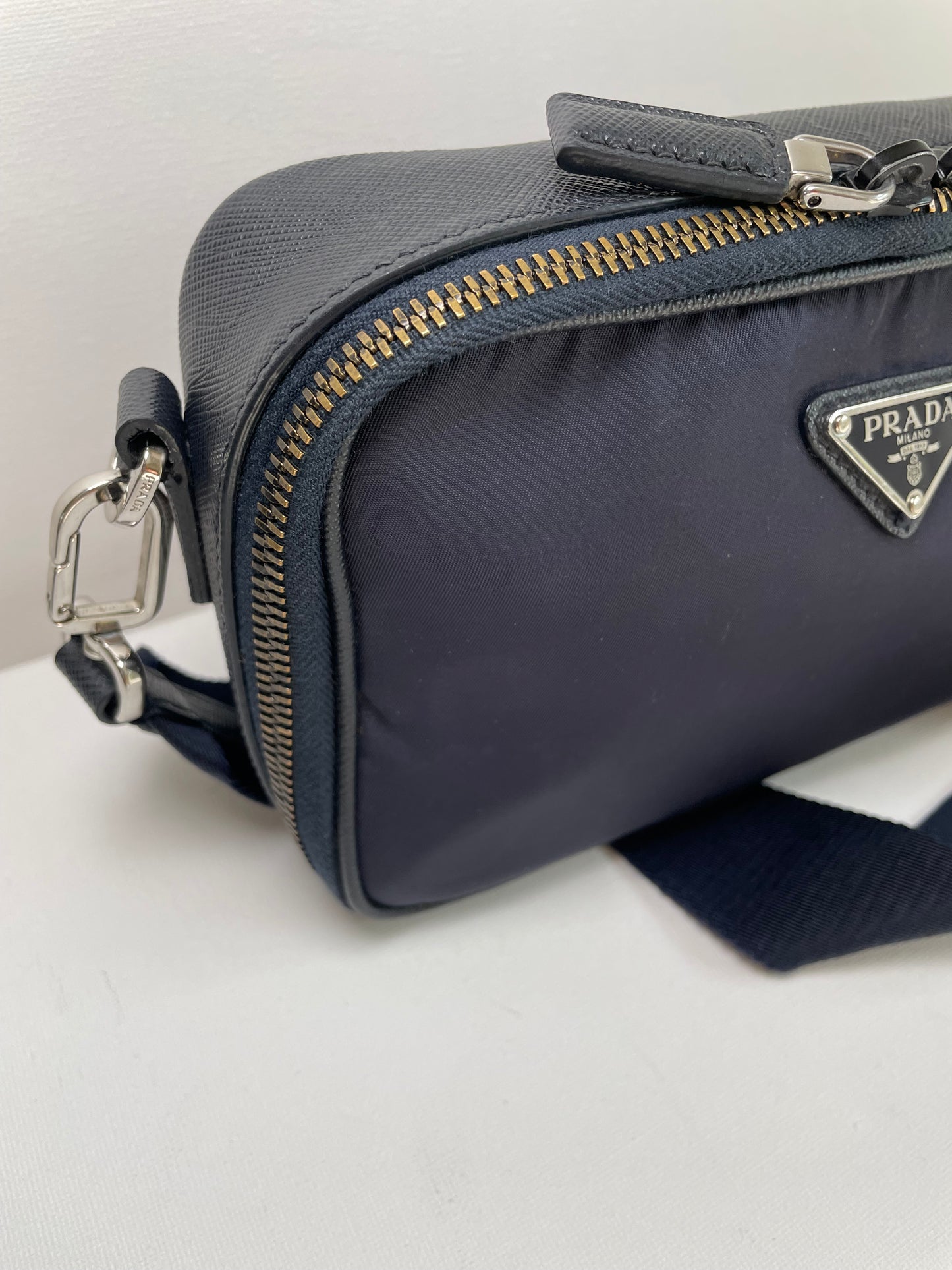 Preloved Prada Re-Nylon and Saffiano leather crossbody camera bag