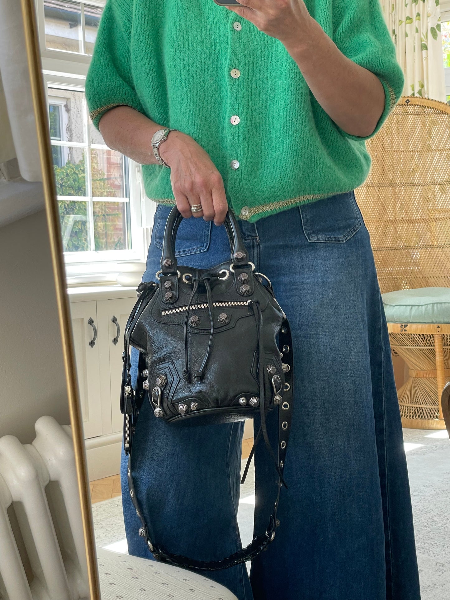 Preloved Balenciaga Agneau Arena Le Cagole Bucket Bag, Small