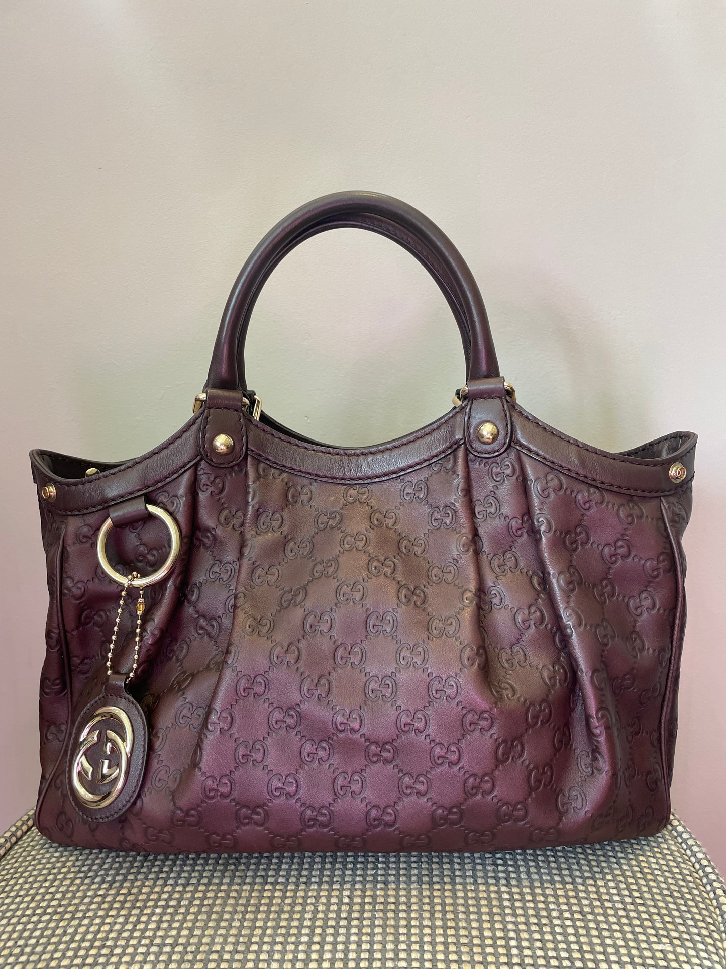 Preloved Gucci Sukey Monogram Guccissima Shoulder Bag, Medium