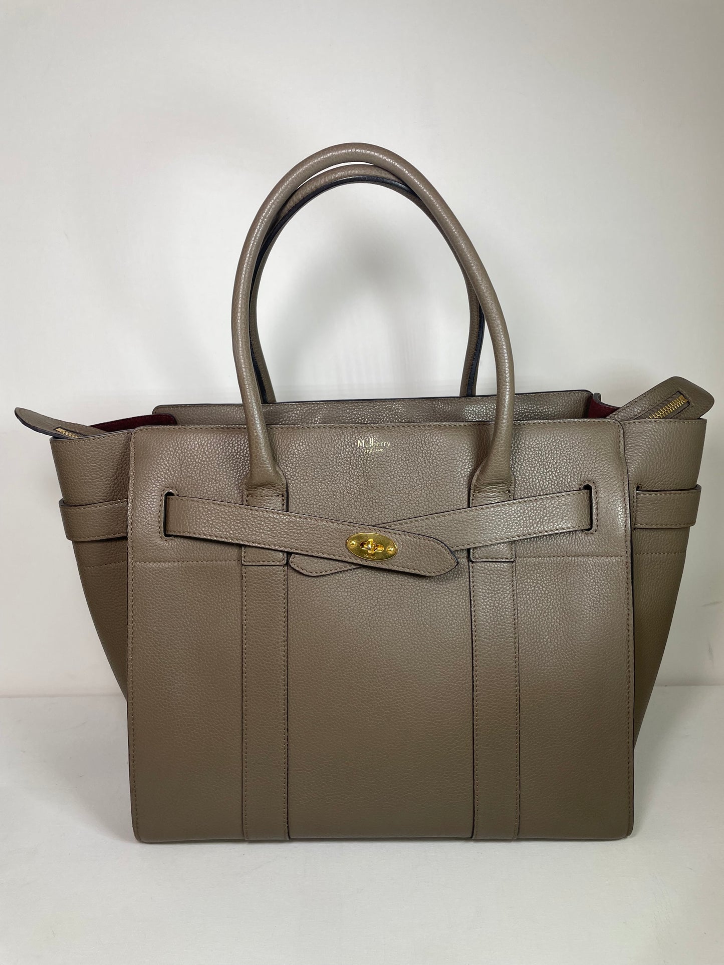 Preloved Mulberry Classic Grain Zipped Bayswater Bag, Large