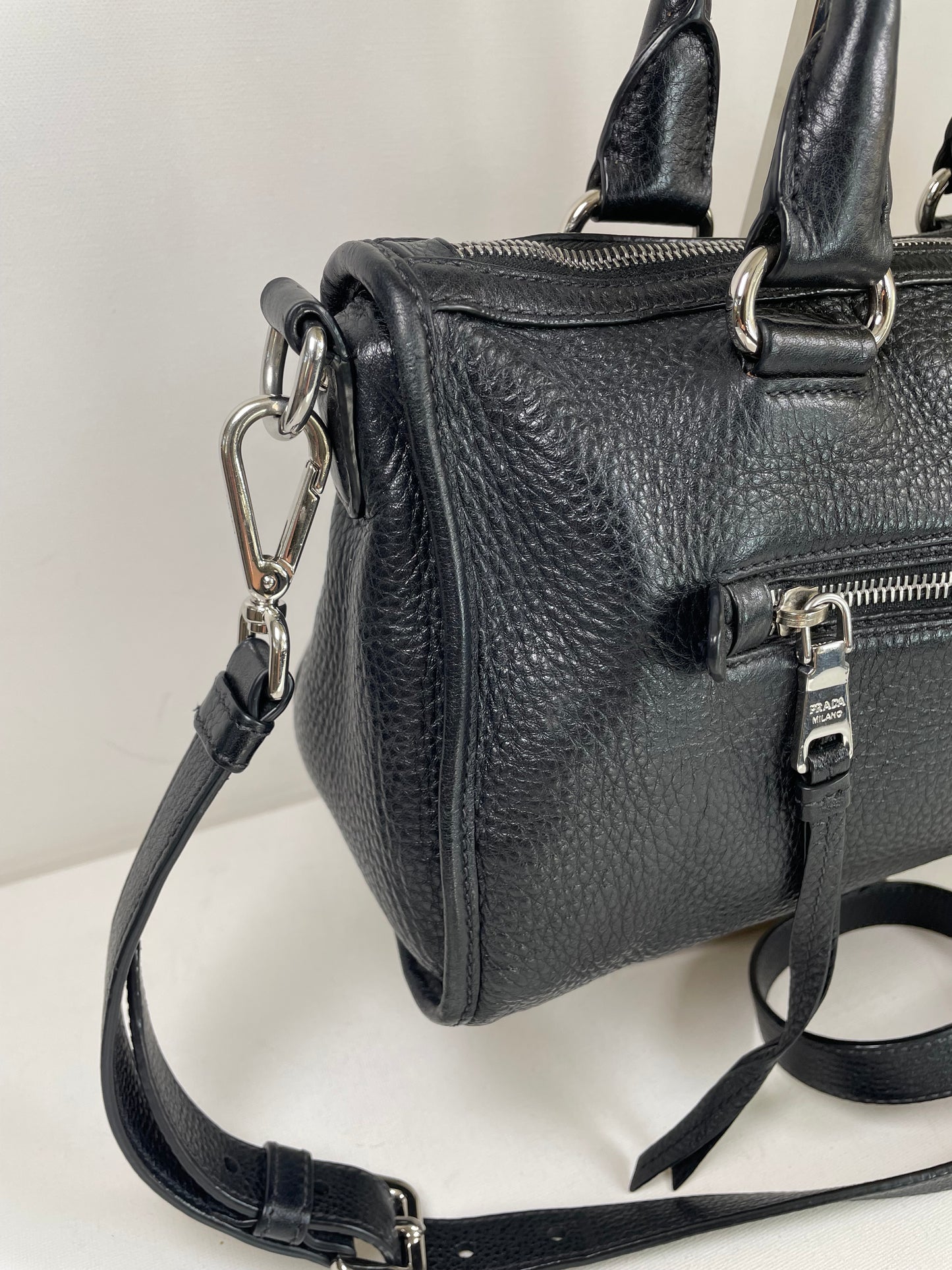 Preloved Prada Vitello Daino Bauletto Bag, Small