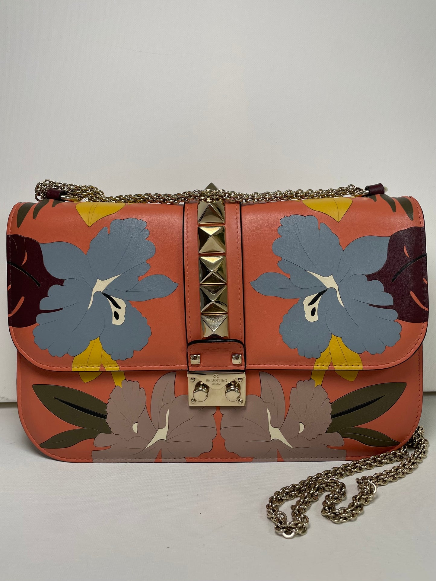 Preloved Valentino Garavani, Vitello Floral Glam Lock Rockstud Flap bag, Medium