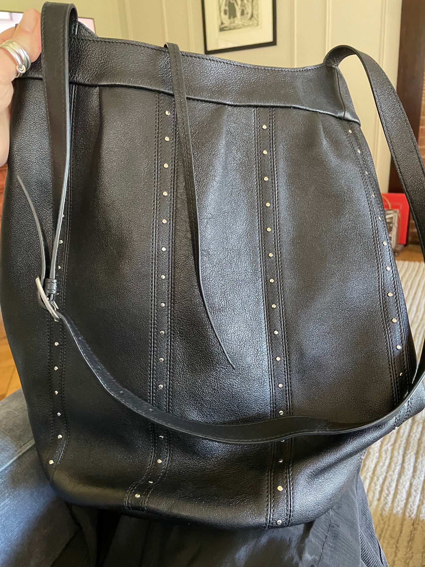 Preloved Celine Studded Shoulder Bucket Bag