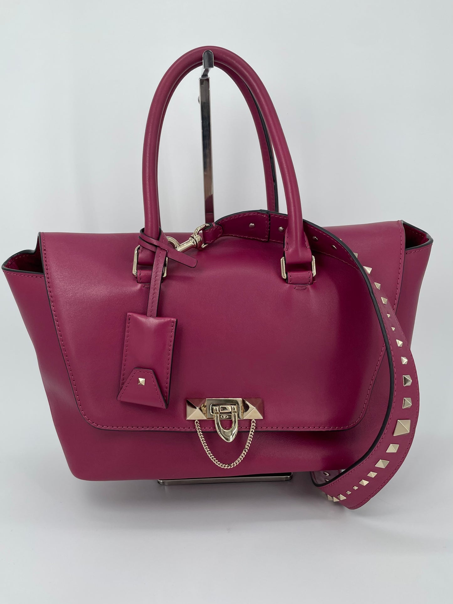 Preloved Valentino Garavani Rockstud Demilune Double Handle Satchel Bag, Small