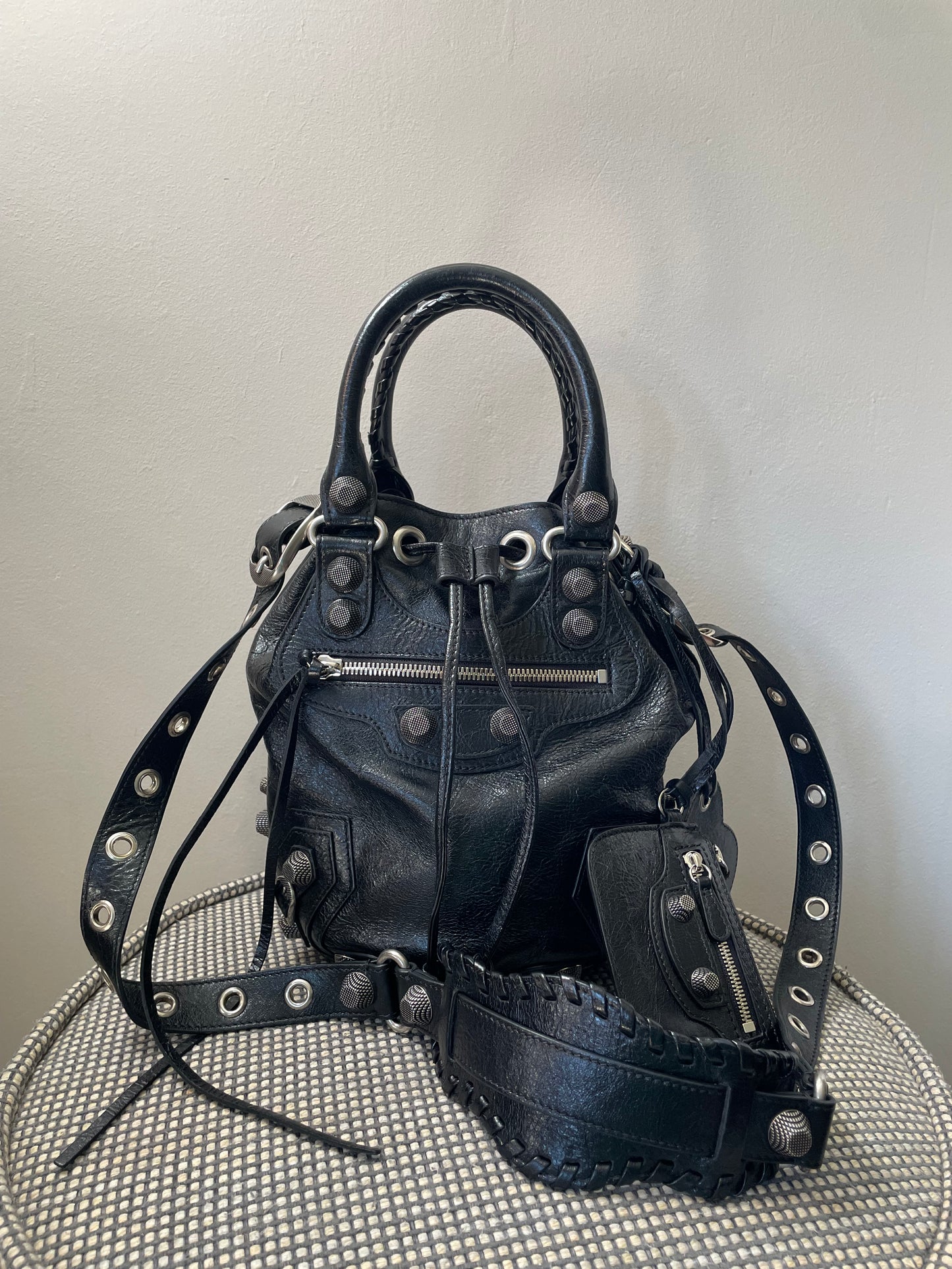 Preloved Balenciaga Agneau Arena Le Cagole Bucket Bag, Small