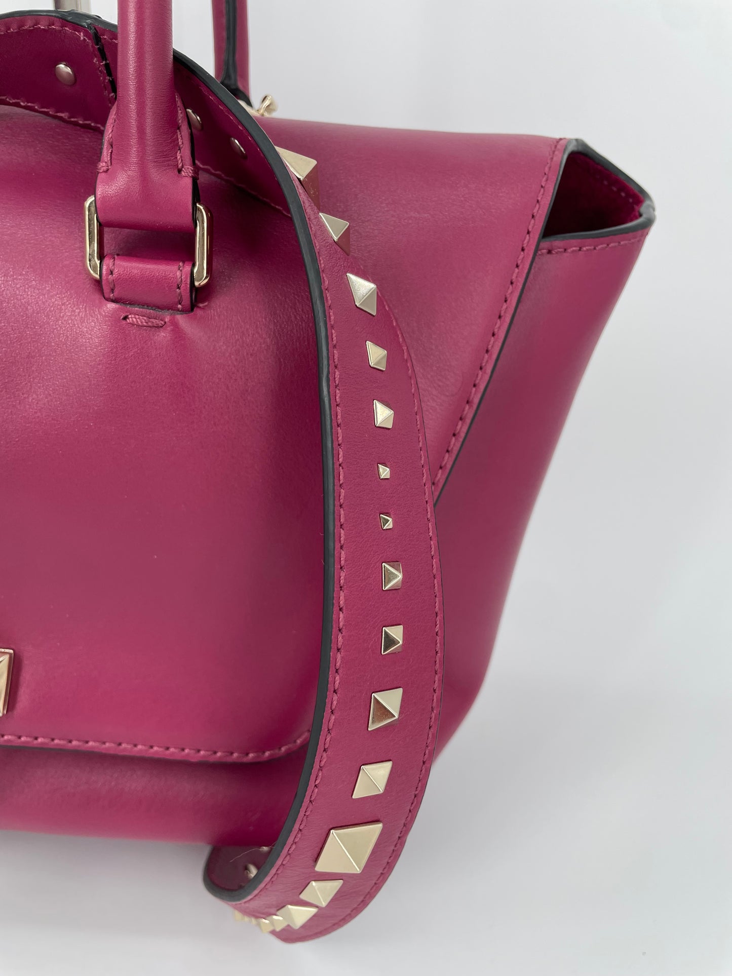Preloved Valentino Garavani Rockstud Demilune Double Handle Satchel Bag, Small