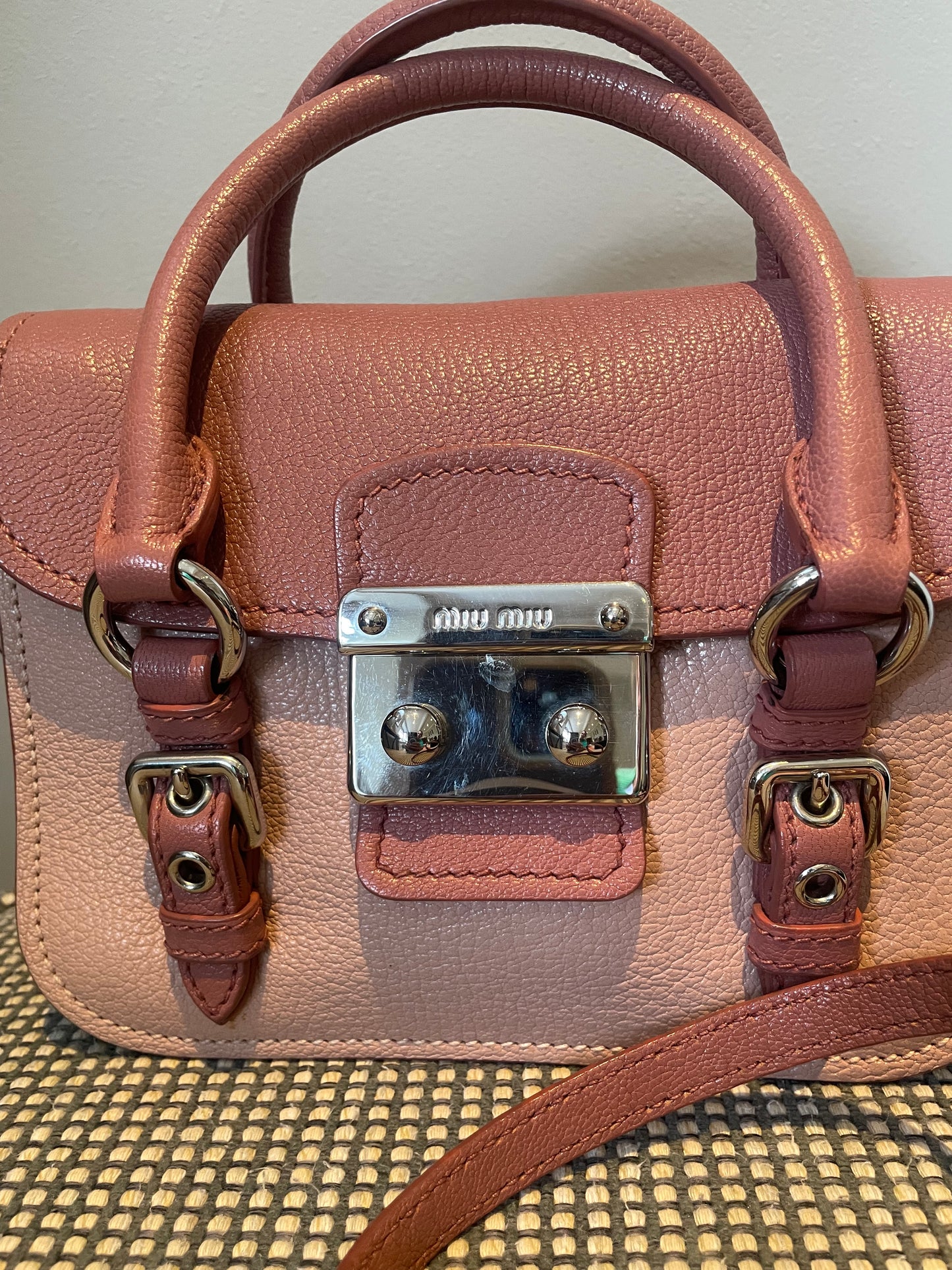 Preloved Miu Miu Madras Lock Crossbody Bag