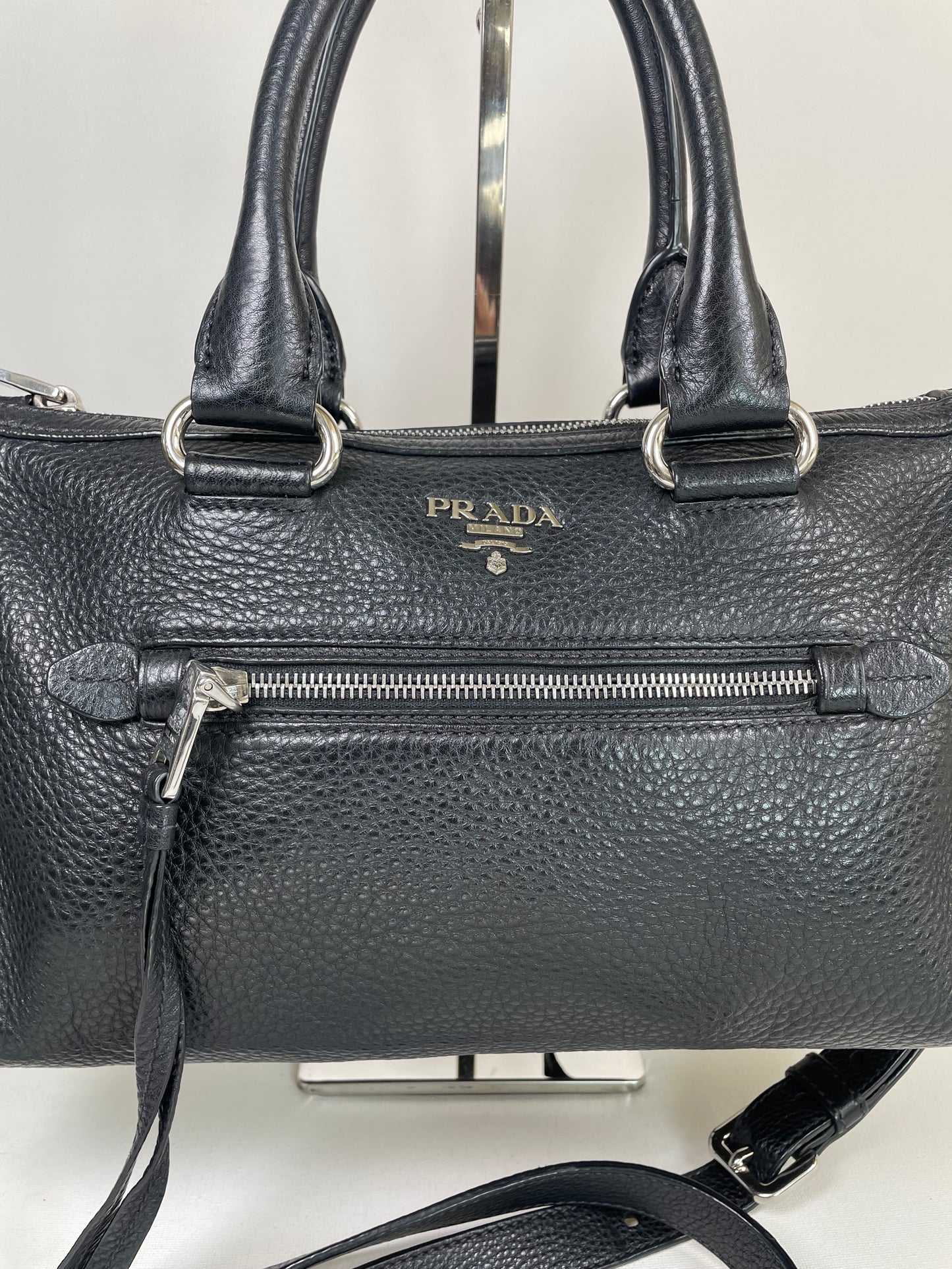 Preloved Prada Vitello Daino Bauletto Bag, Small