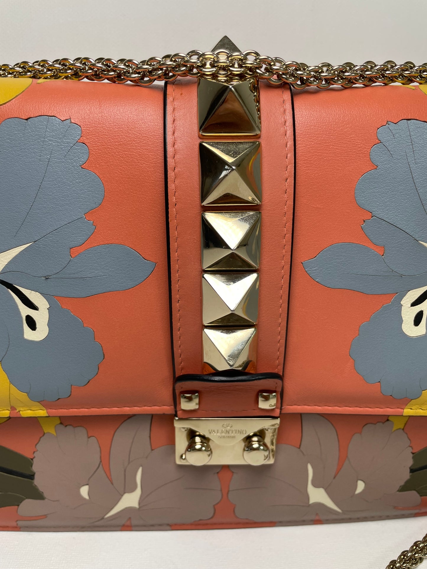 Preloved Valentino Garavani, Vitello Floral Glam Lock Rockstud Flap bag, Medium