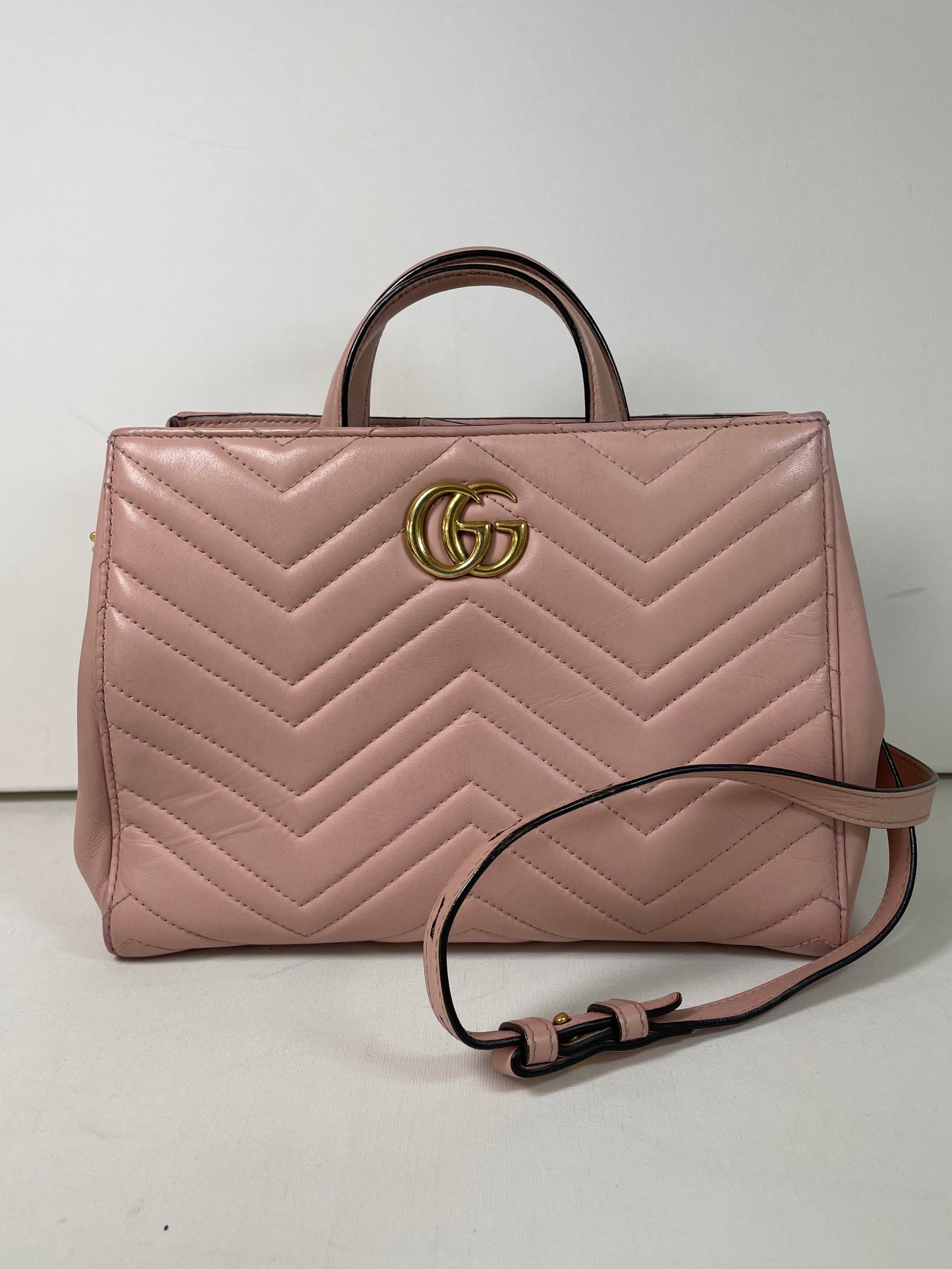 Preloved Gucci Quilted Marmont Top Handle Tote Bag, Small