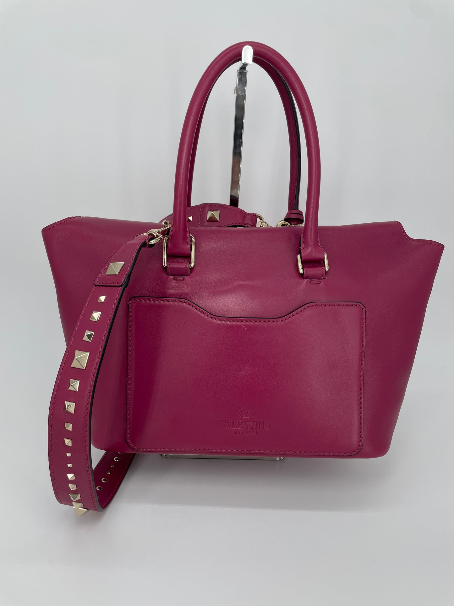 Preloved Valentino Garavani Rockstud Demilune Double Handle Satchel Bag, Small