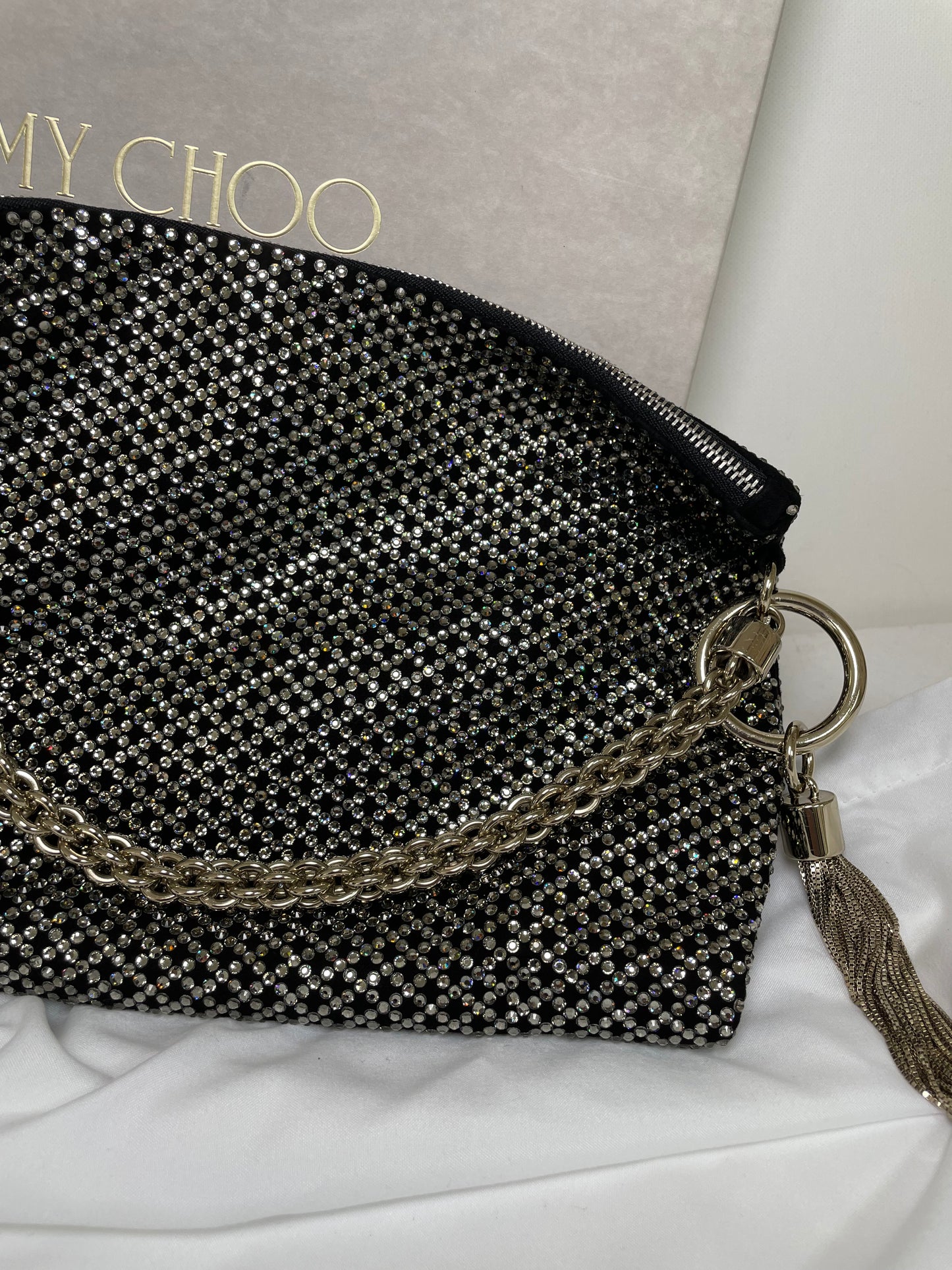 Preloved Jimmy Choo Sequin studded Crystal Tassel Callie Clutch