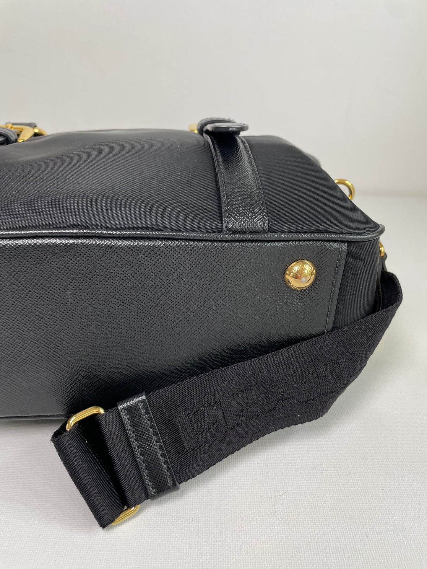 Preloved Prada Top Handle Tote Bag with Long Strap