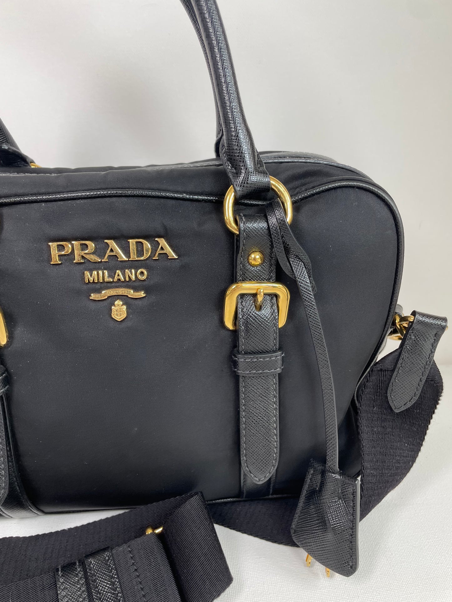 Preloved Prada Top Handle Tote Bag with Long Strap