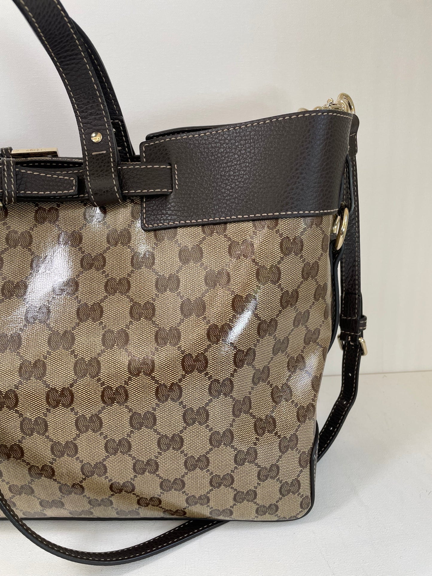 Preloved Gucci GG Crystal Coated Canvas Belted Tote Bag