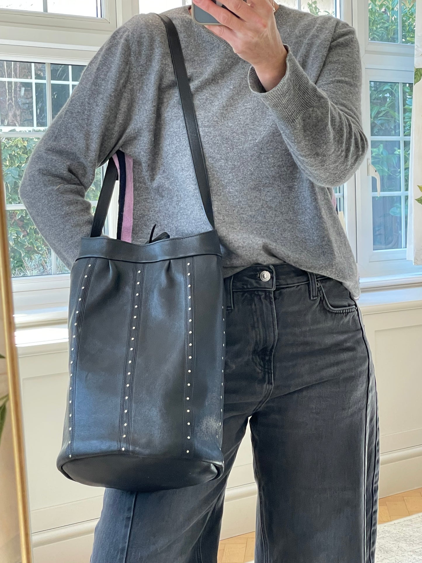 Preloved Celine Studded Shoulder Bucket Bag