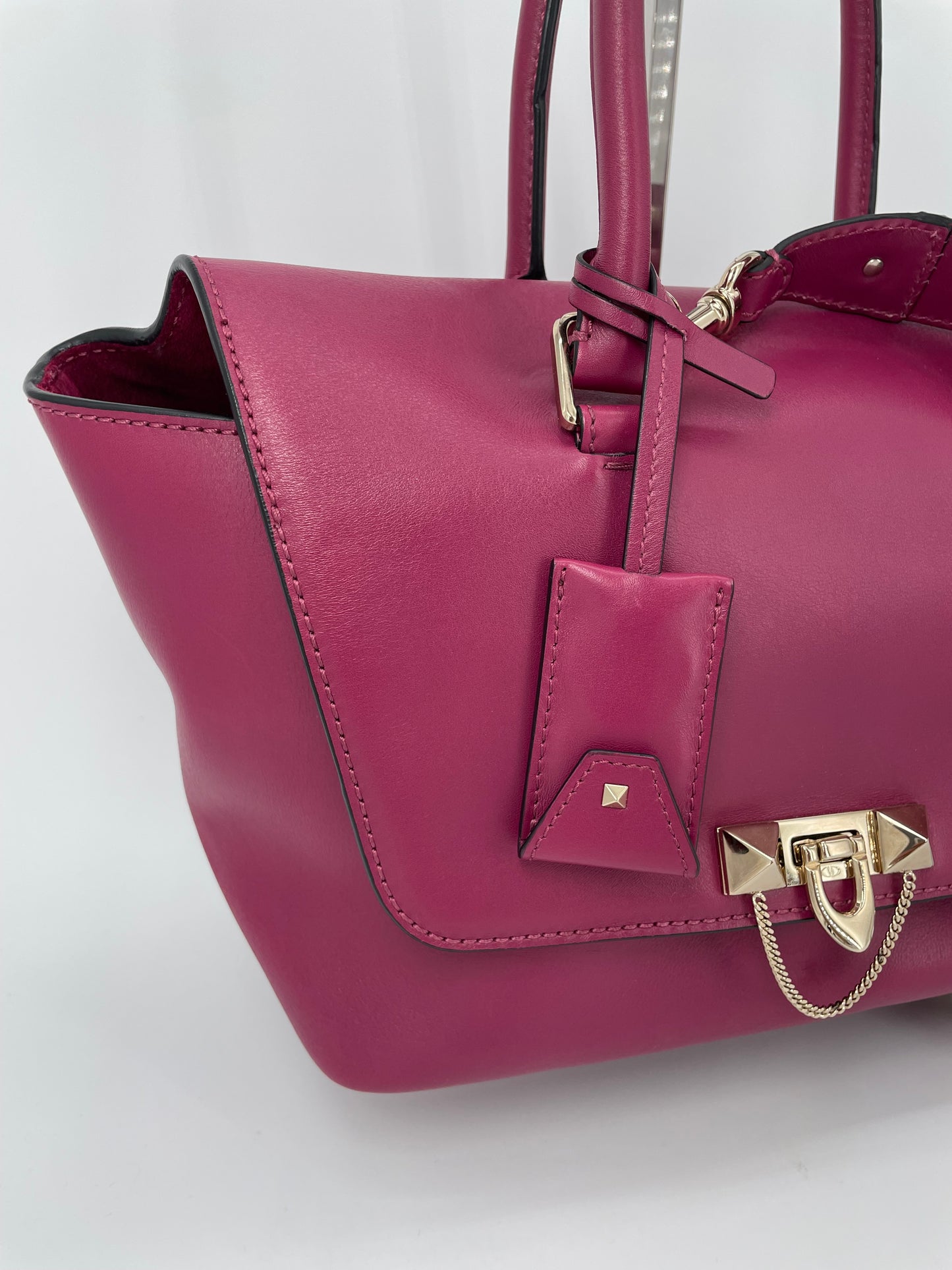 Preloved Valentino Garavani Rockstud Demilune Double Handle Satchel Bag, Small