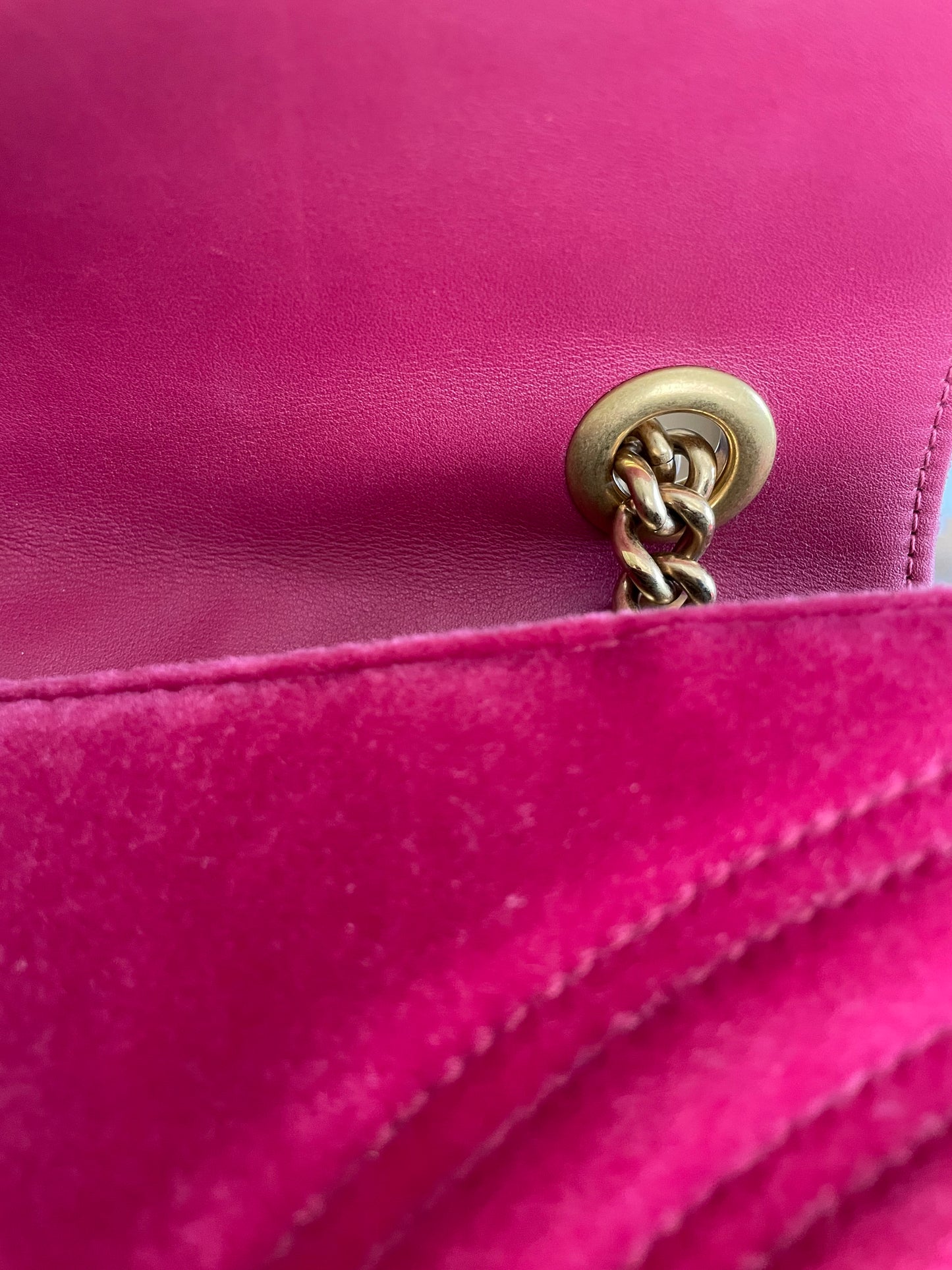 Preloved Gucci Velvet Matelasse GG Marmont Shoulder Bag, Small