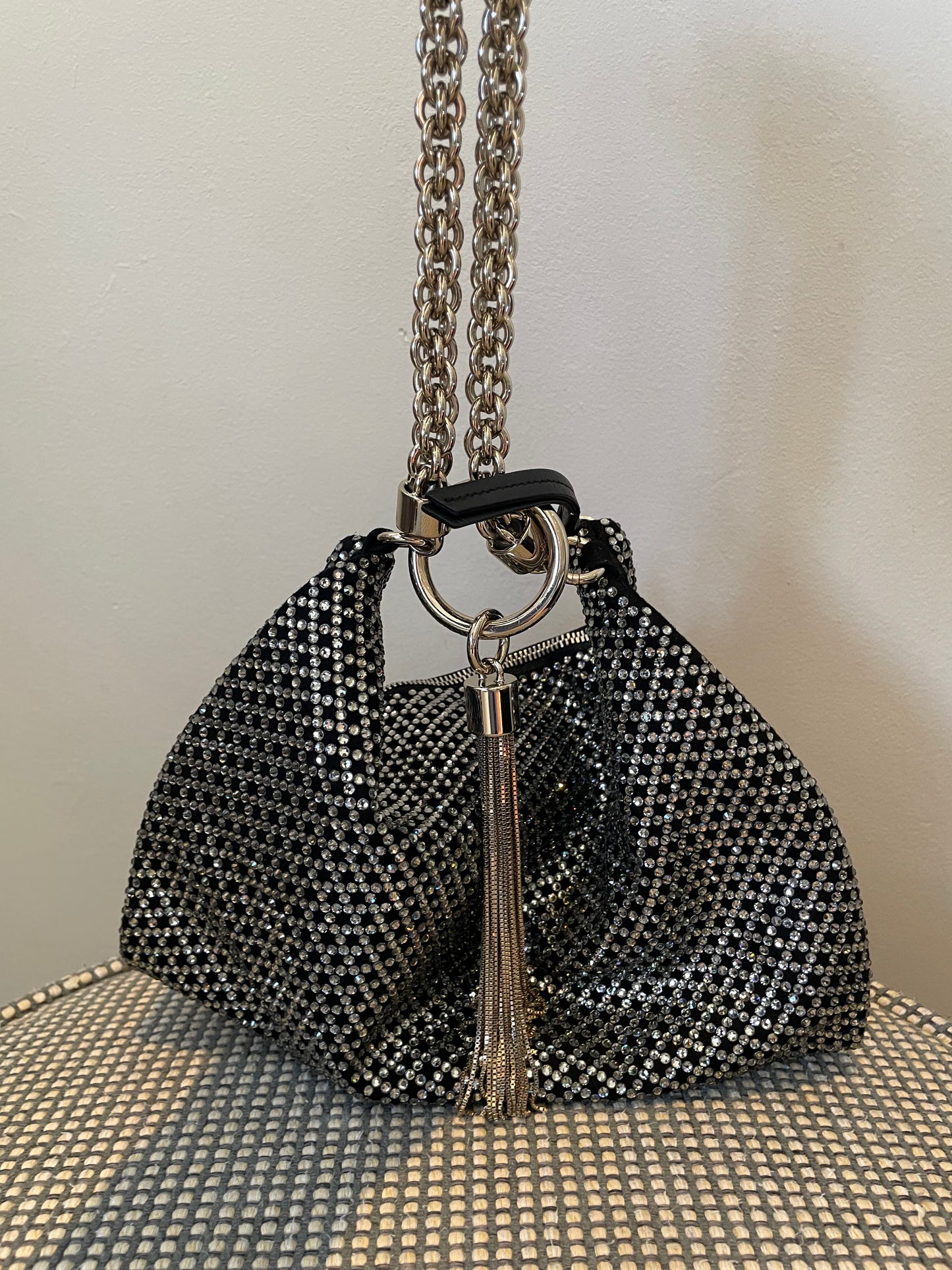 Preloved Jimmy Choo Sequin studded Crystal Tassel Callie Clutch