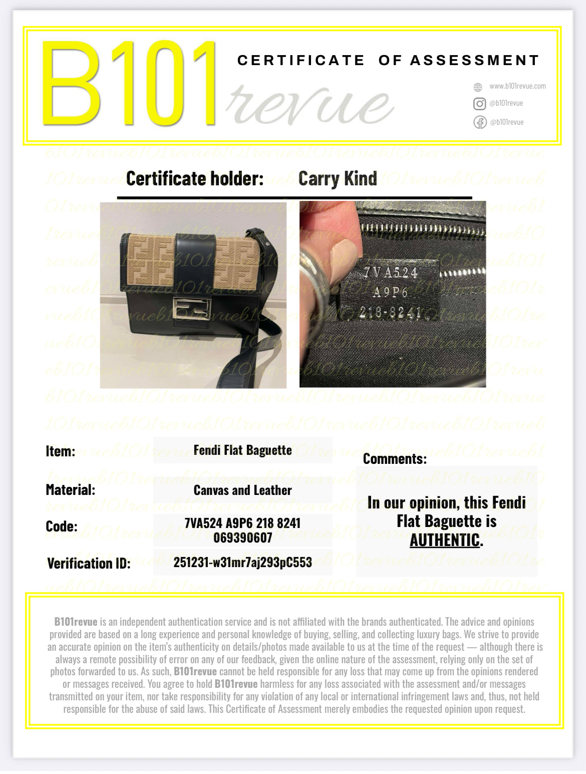 Preloved Fendi Zucca Flat Baguette Crossbody Bag