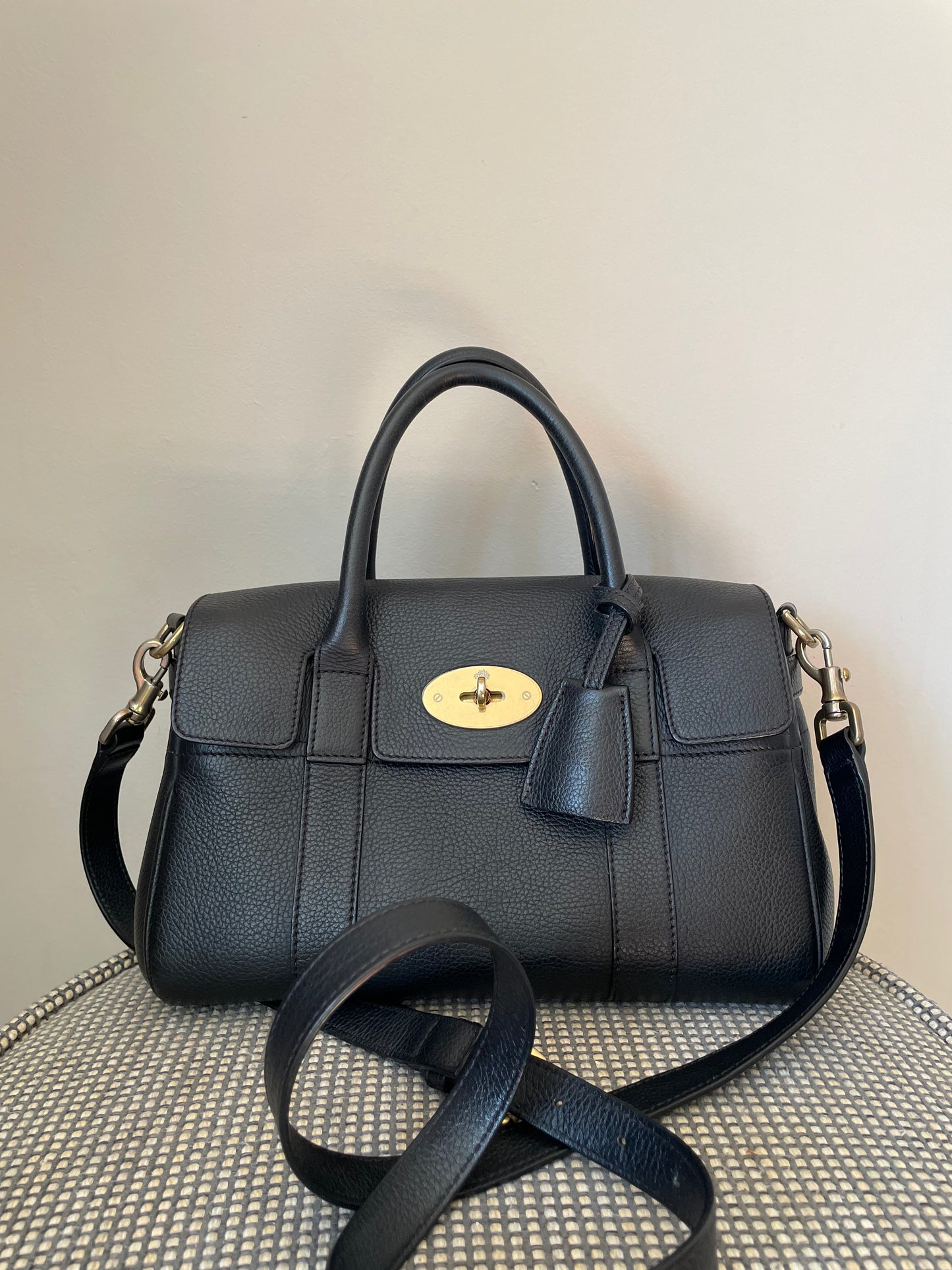Preloved Mulberry Bayswater Satchel Bag with Long Strap, Small