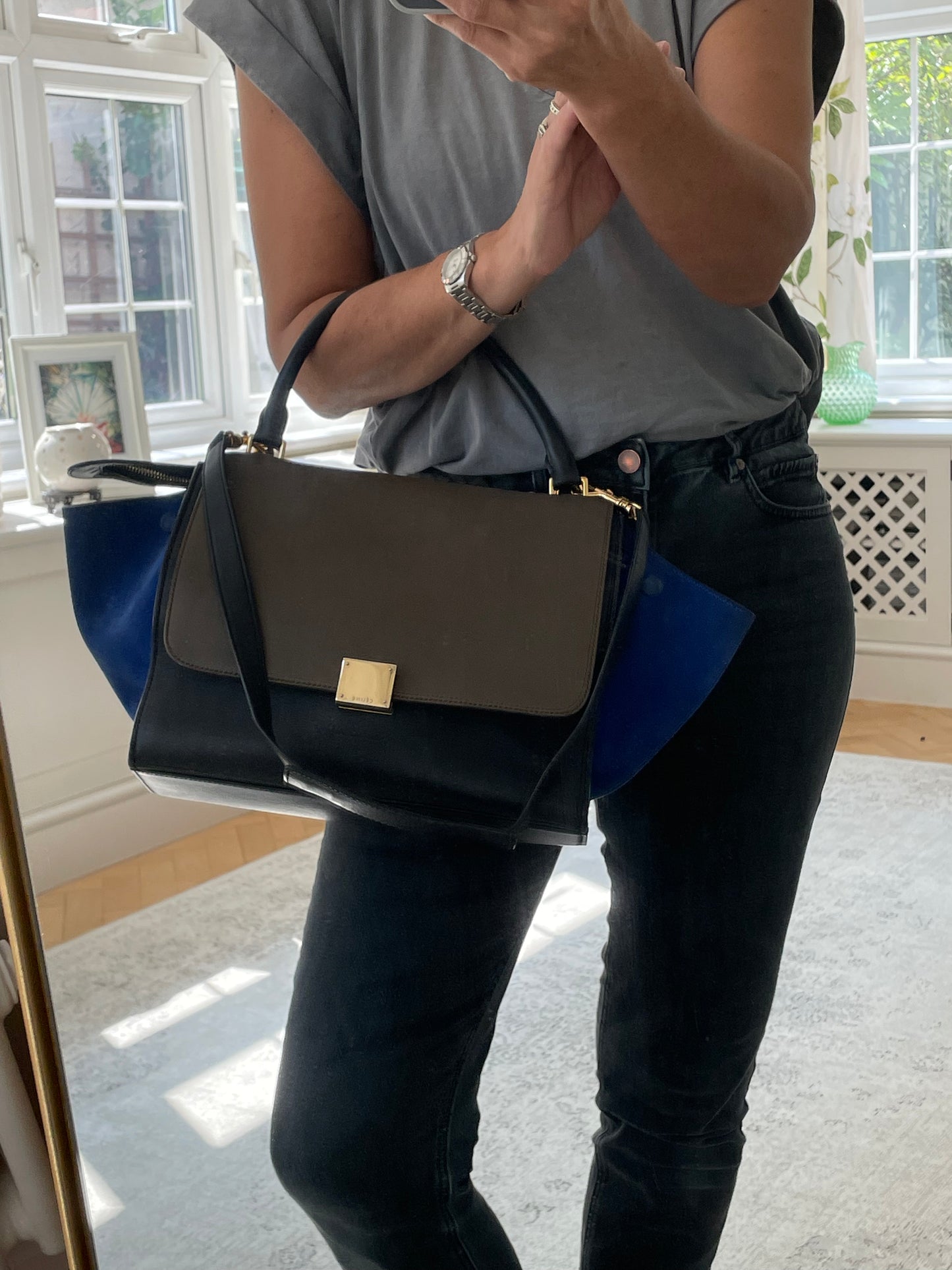 Preloved Celine Trapeze Bag Tri Coloured