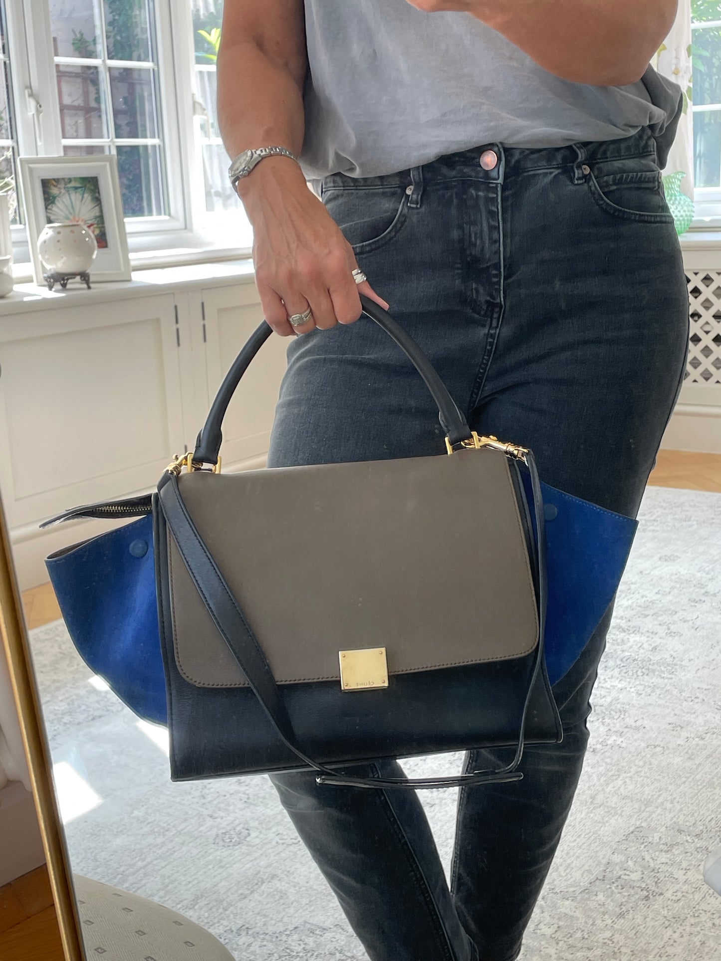 Preloved Celine Trapeze Bag Tri Coloured