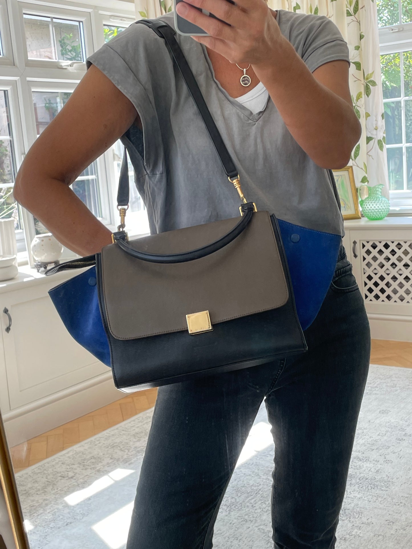 Preloved Celine Trapeze Bag Tri Coloured
