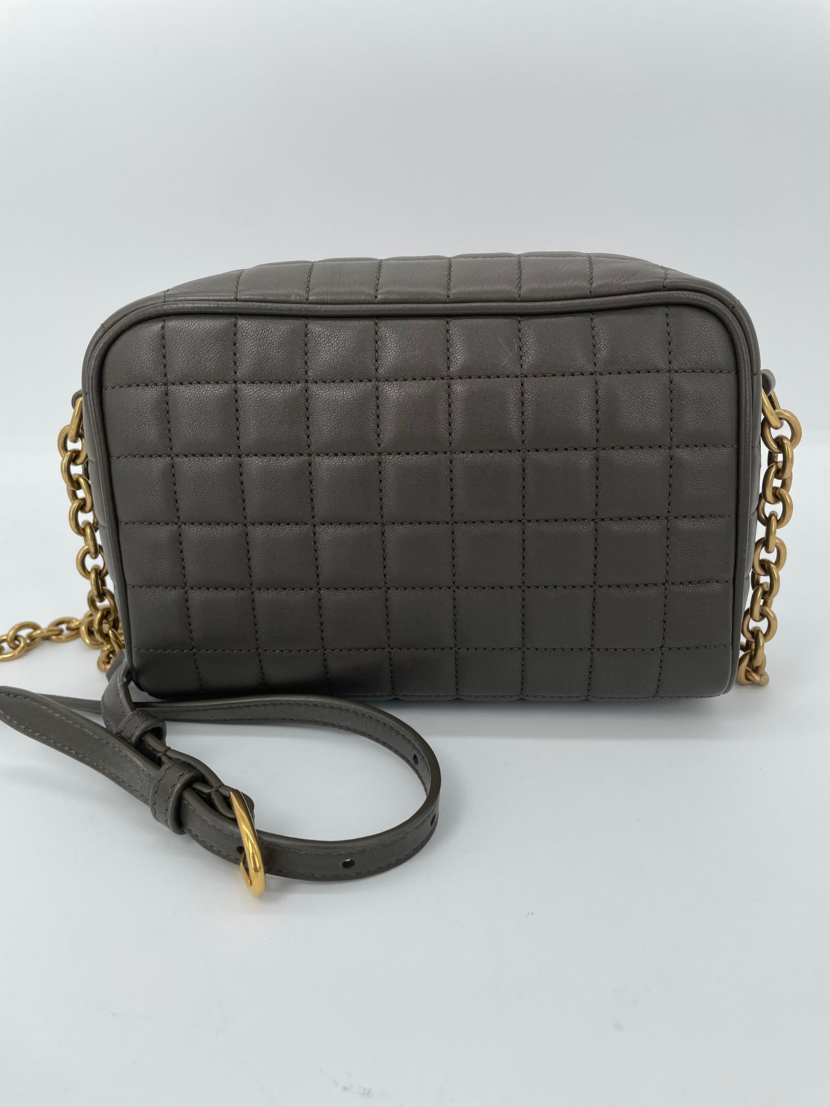Preloved Saint Laurent Carre Quilted Cassandre Camera Bag, Mini