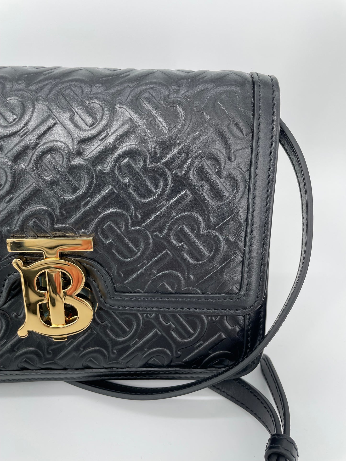 Preloved Burberry Monogram TB Shoulder Bag, Small