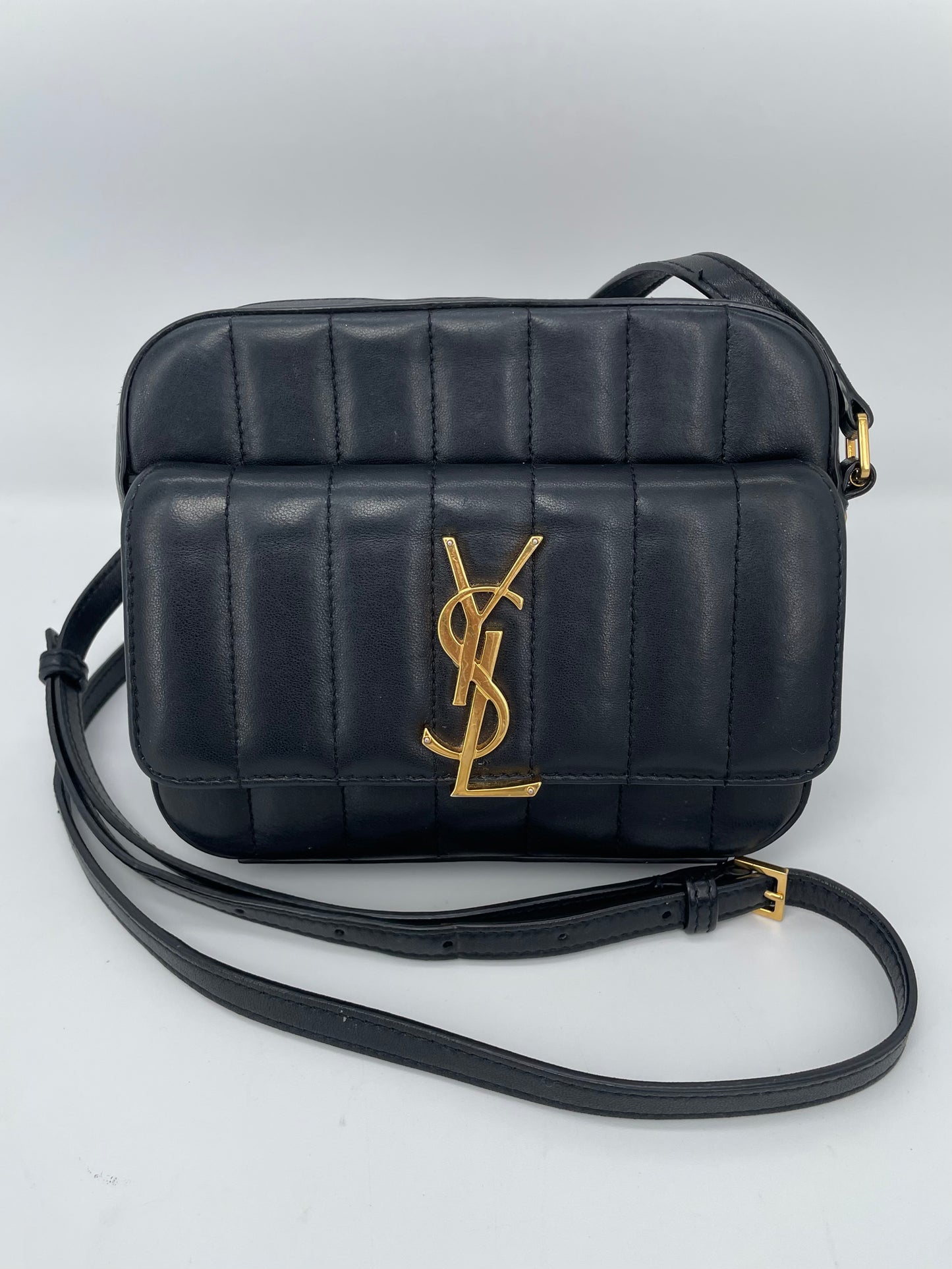 Preloved Saint Laurent Matelasse Monogram Vicky Shoulder Bag, Small