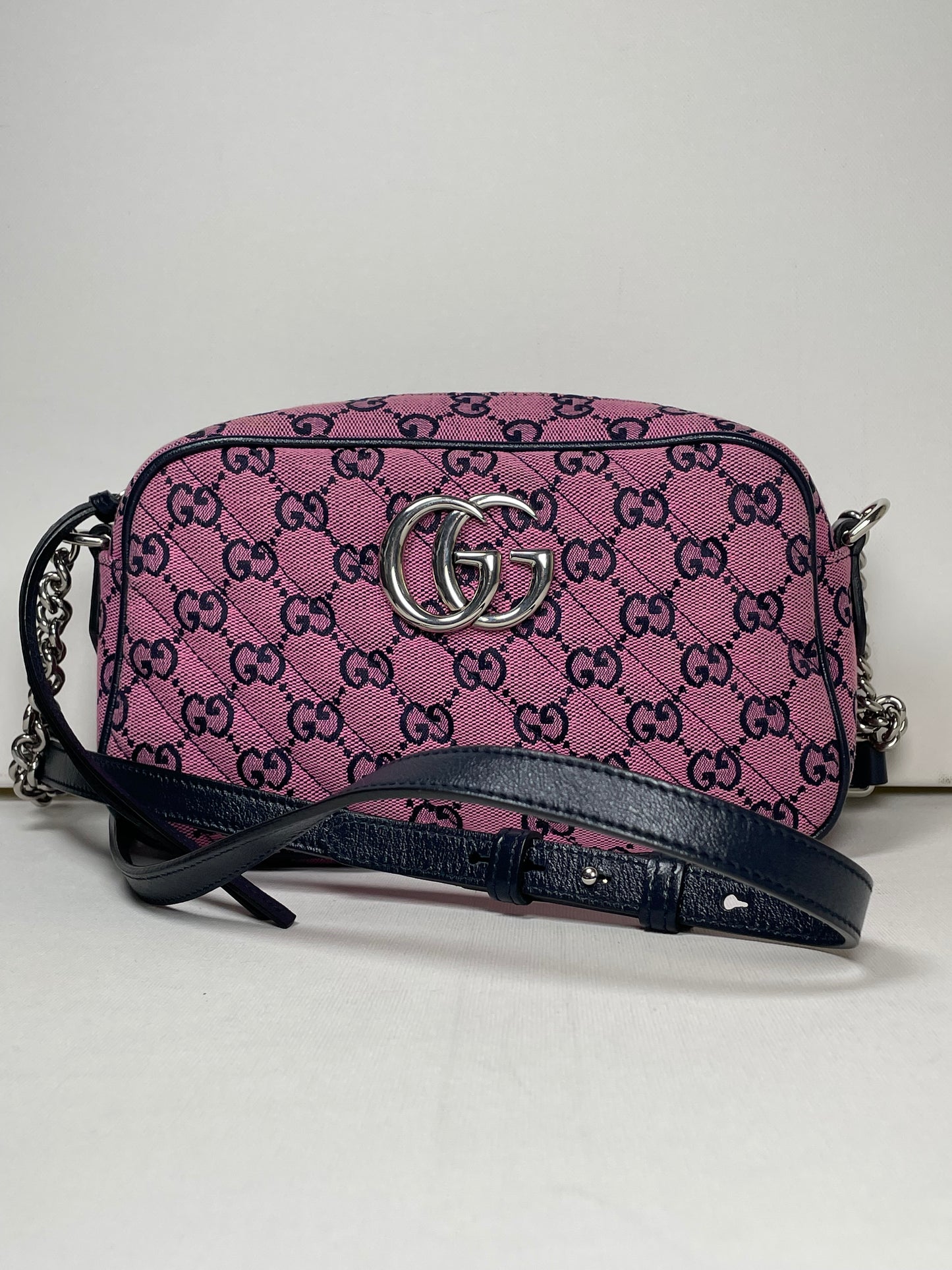 Preloved Gucci Diagonal Quilted Canvas Marmont Camera Bag, Small