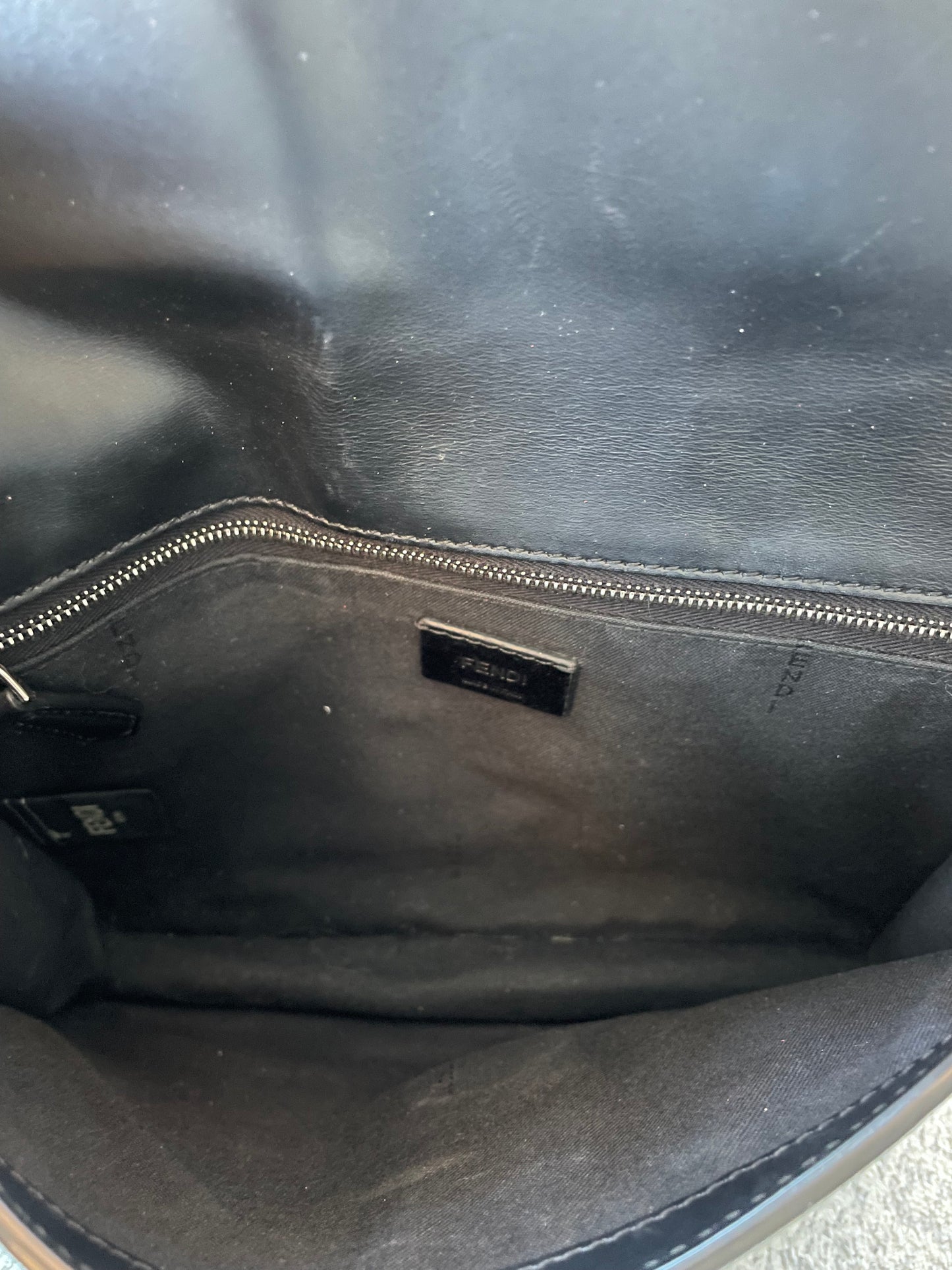 Preloved Fendi Zucca Flat Baguette Crossbody Bag