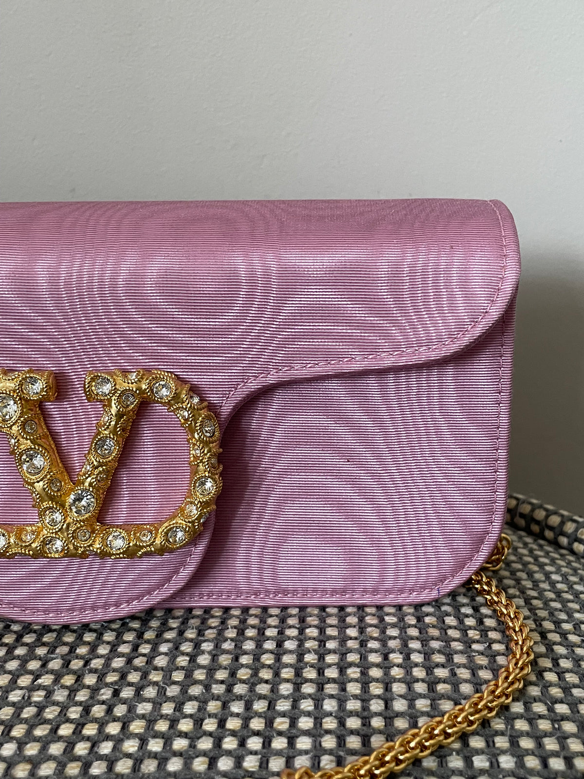 Preloved Valentino Garavani Loco Jewel Logo Moiré Clutch/Shoulder Bag