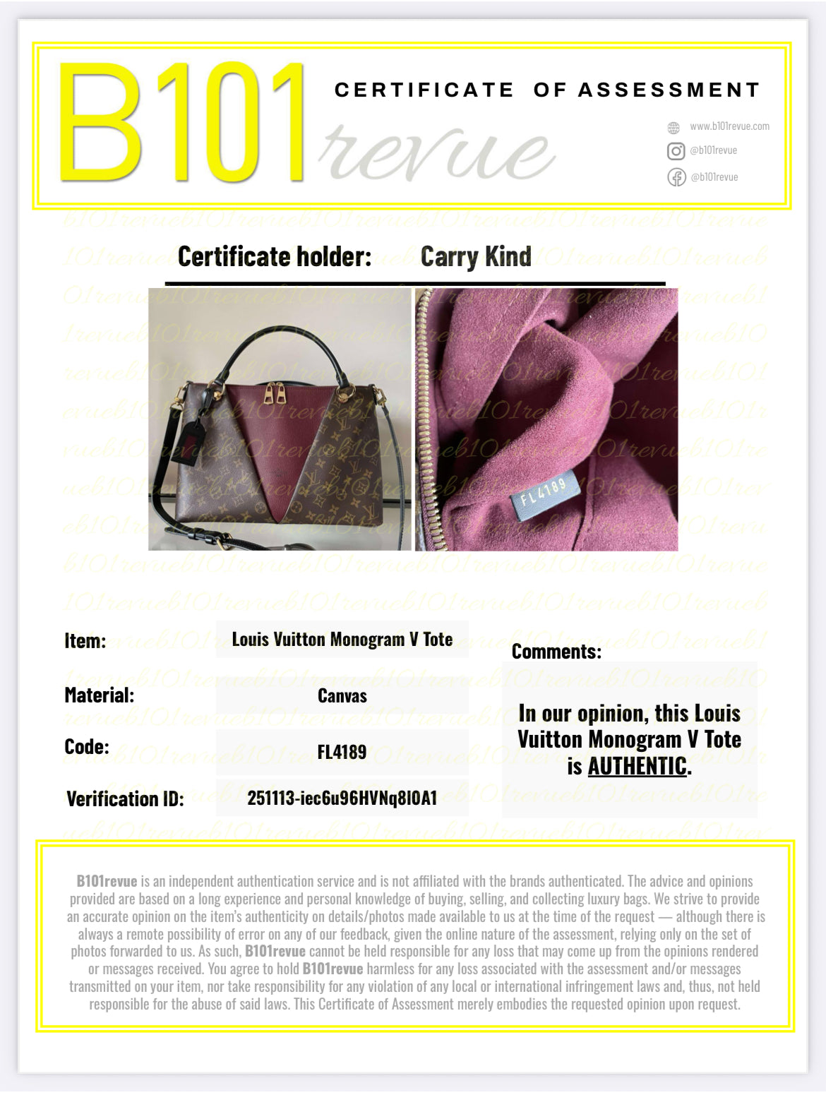 Preloved Louis Vuitton V Tote Bag with Long Strap, MM