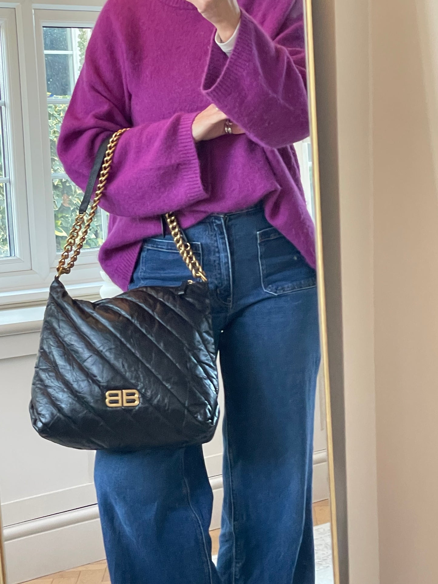 Preloved Balenciaga Quilted Crush Shoulder Bag, Medium