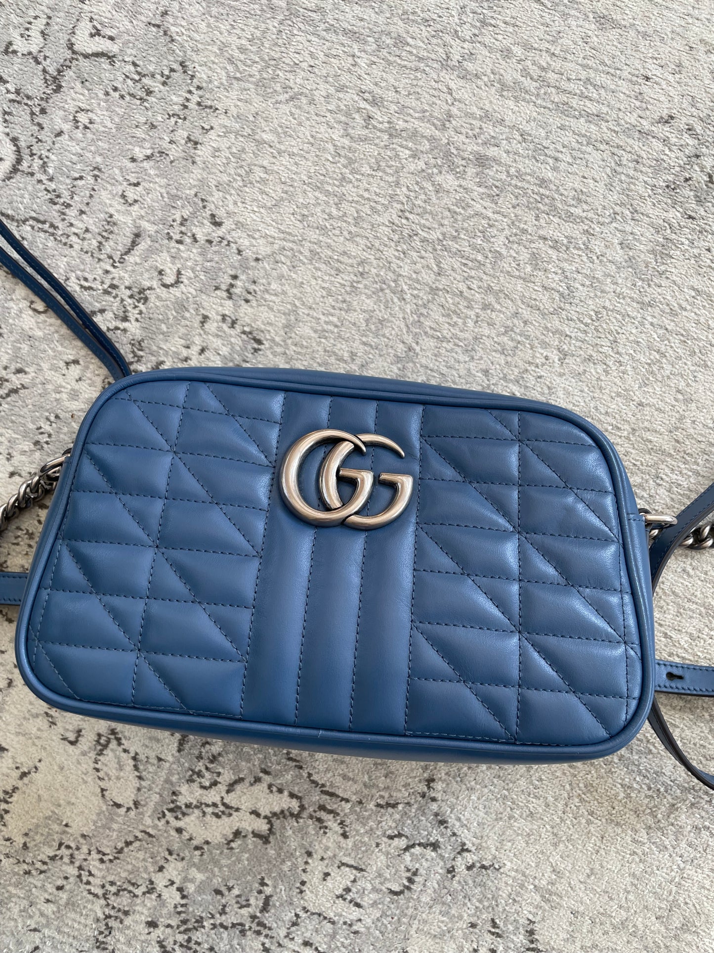 Preloved Gucci Quilted Leather Geometric Marmont Crossbody Bag, Small