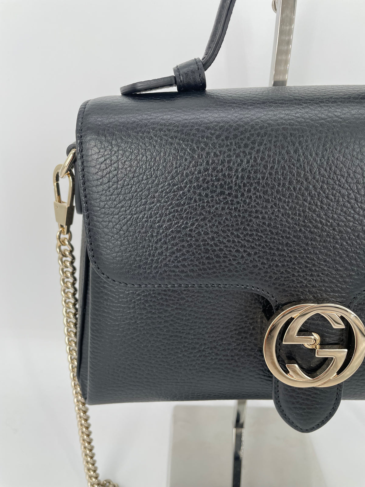 Preloved Gucci Dollar Interlocking Top Handled Shoulder Bag, Medium