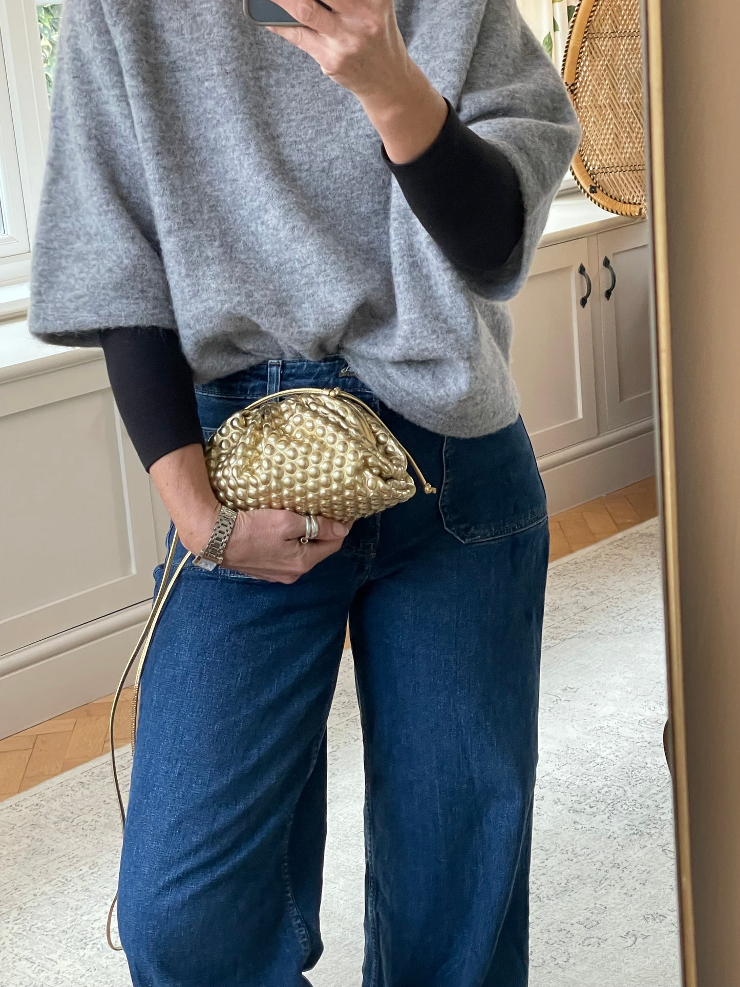 Preloved Bottega Veneta Metallic Bubble Pouch, Mini