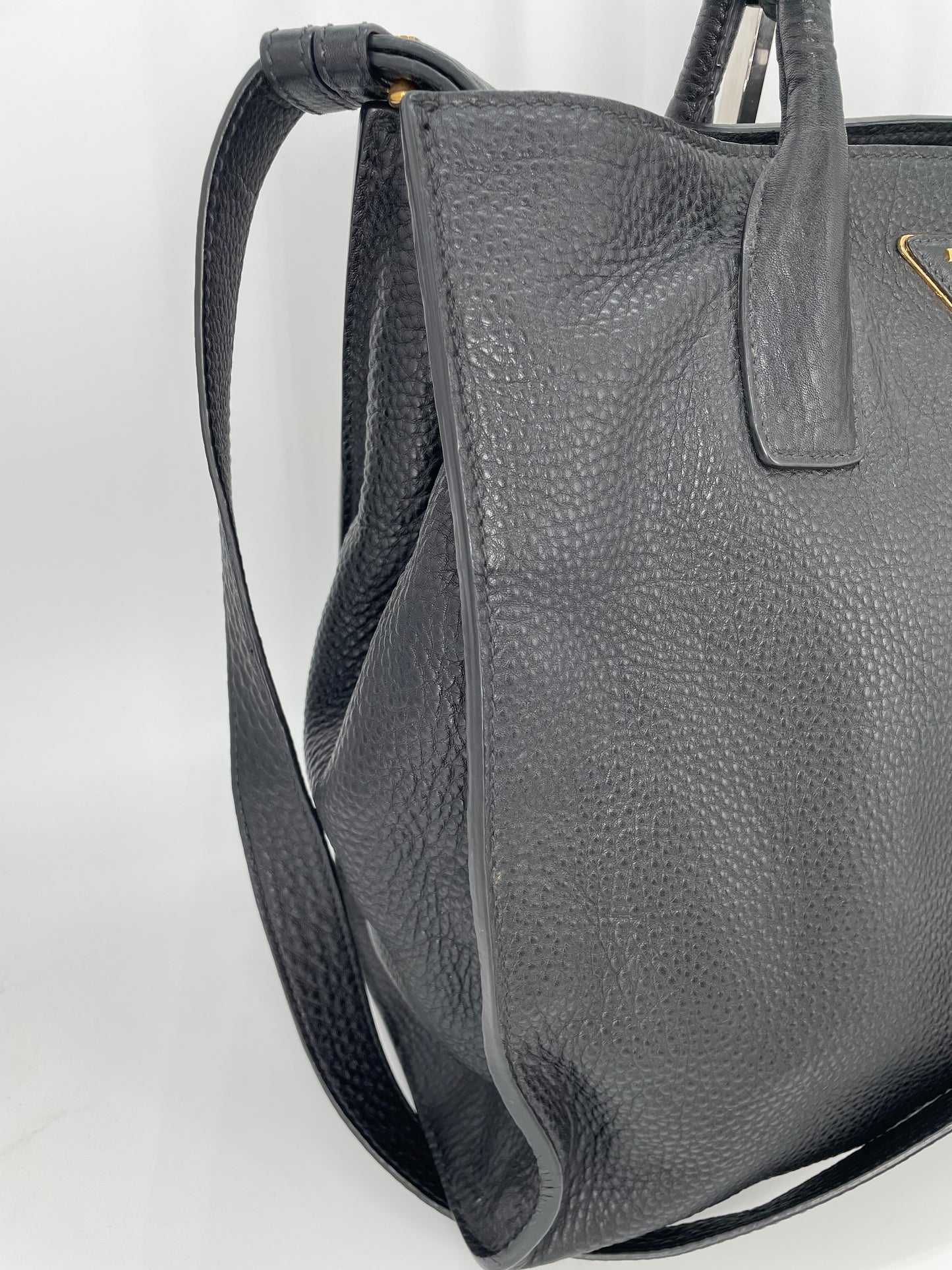 Preloved Prada Vitello Daino Tote Bag with Long Strap
