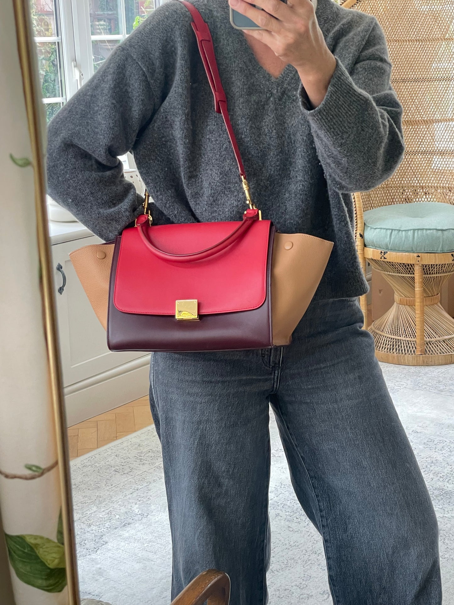 Preloved Celine Trapeze Satchel Bag, Small