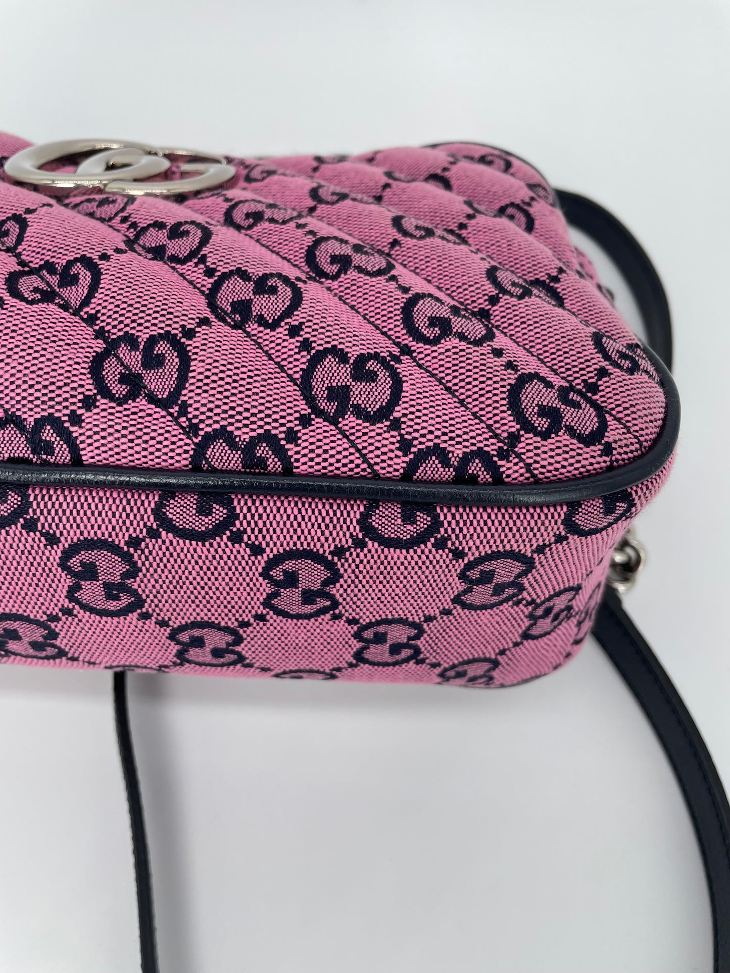 Preloved Gucci Diagonal Quilted Canvas Marmont Camera Bag, Small