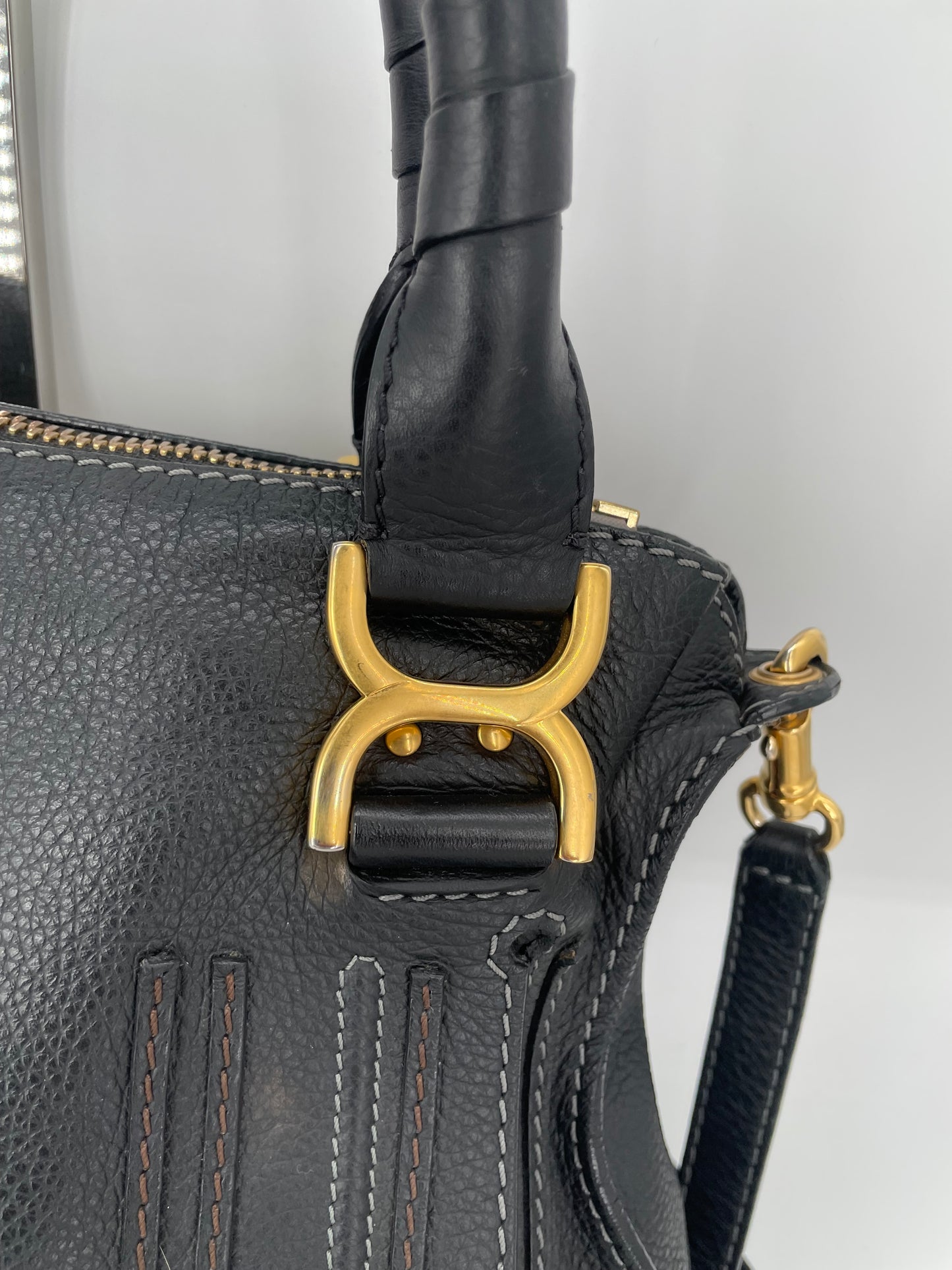 Preloved Chloe Marcie Satchel with long strap, Medium
