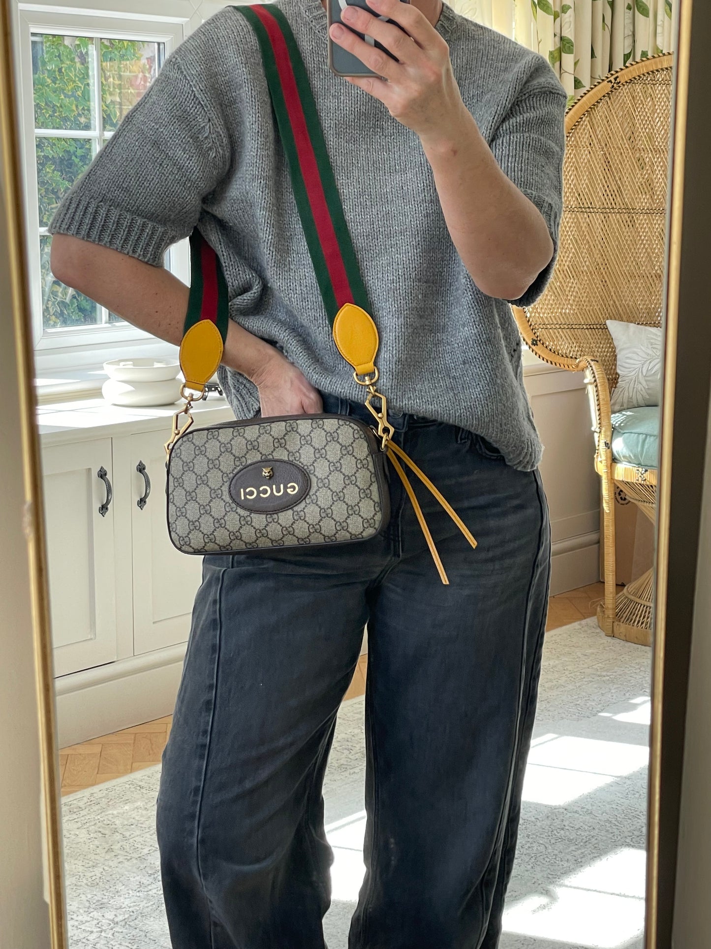 Preloved Gucci GG Supreme Monogram Web Neo Vintage Shoulder Bag