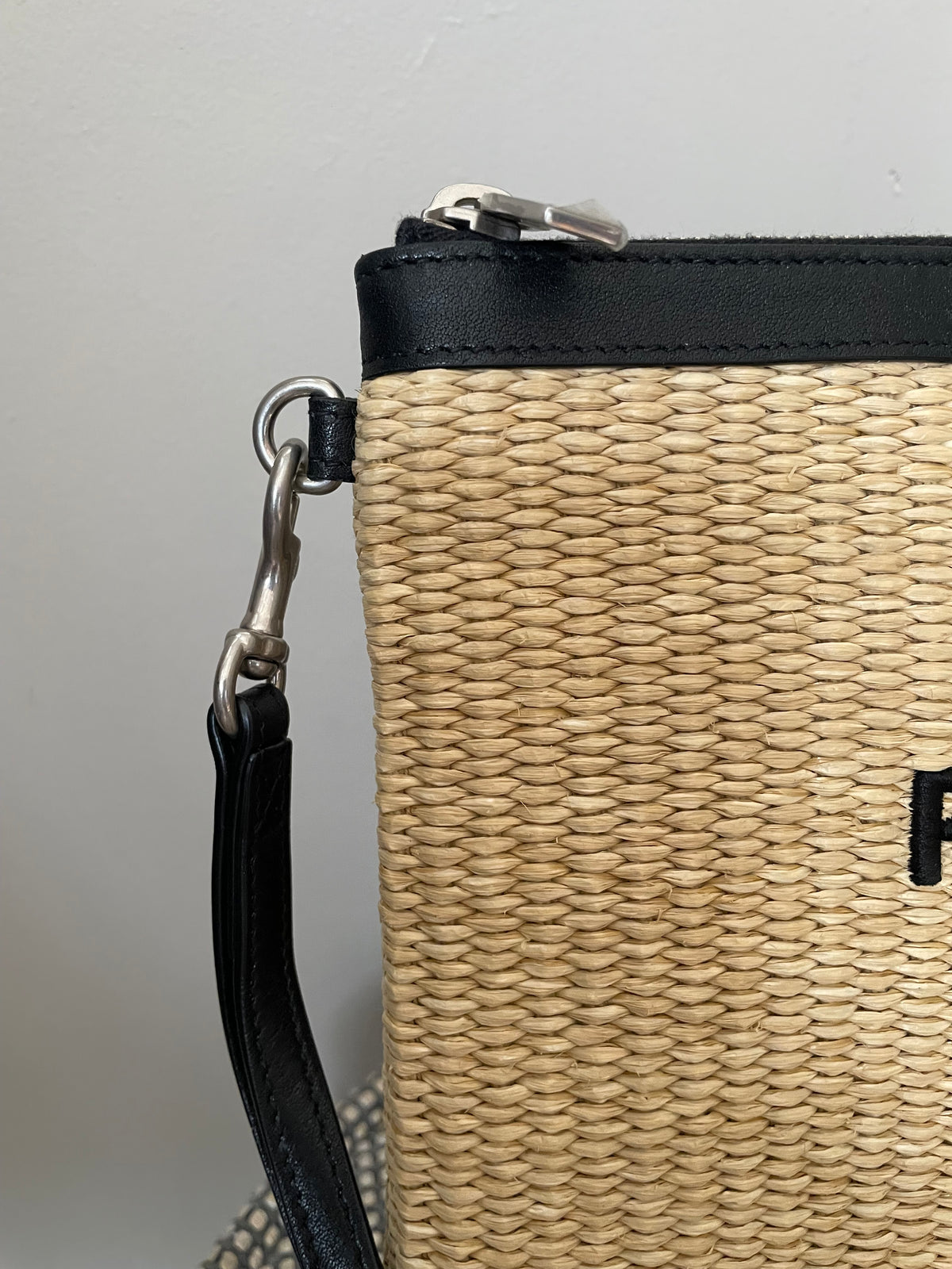 Preloved Saint Laurent Rive Gauche Raffia Clutch Bag