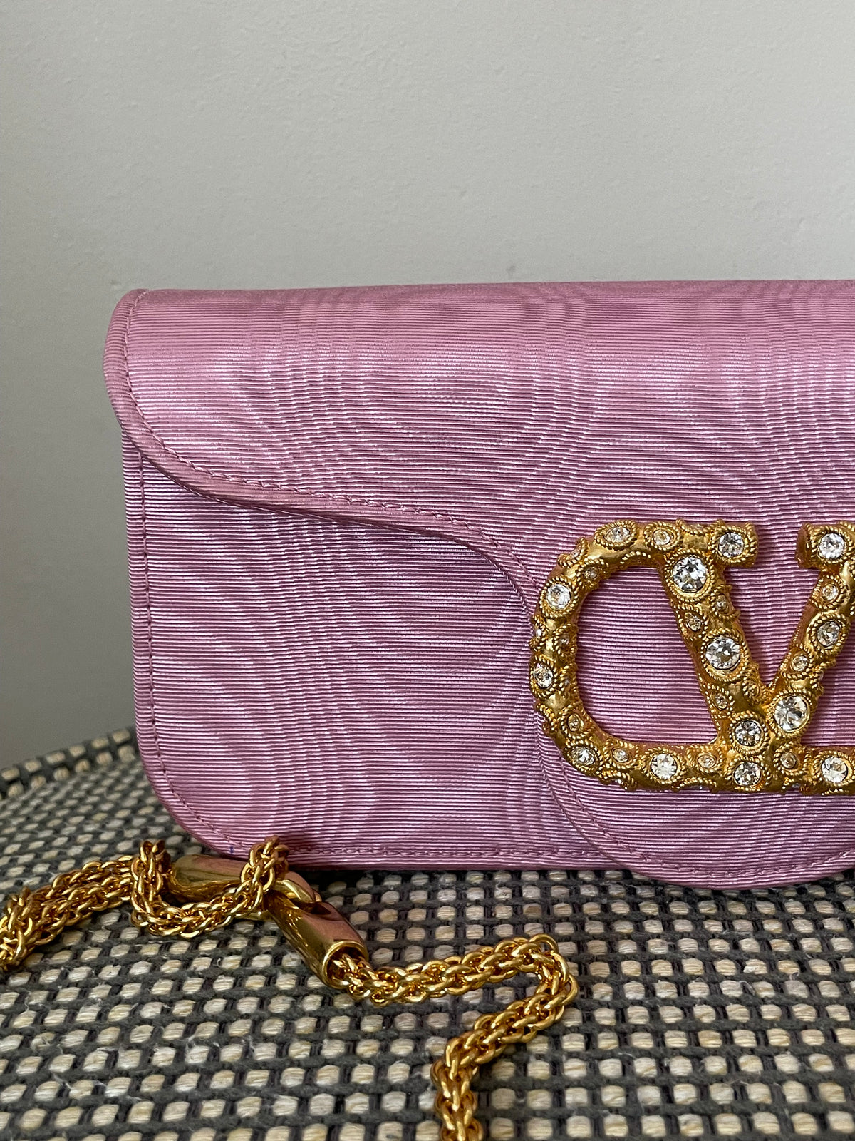 Preloved Valentino Garavani Loco Jewel Logo Moiré Clutch/Shoulder Bag