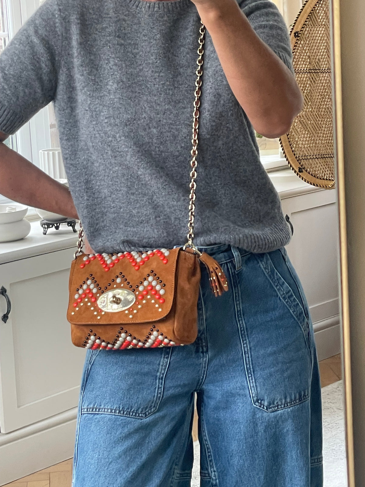 Preloved Mulberry Zigzag Lily Shoulder Bag, Small