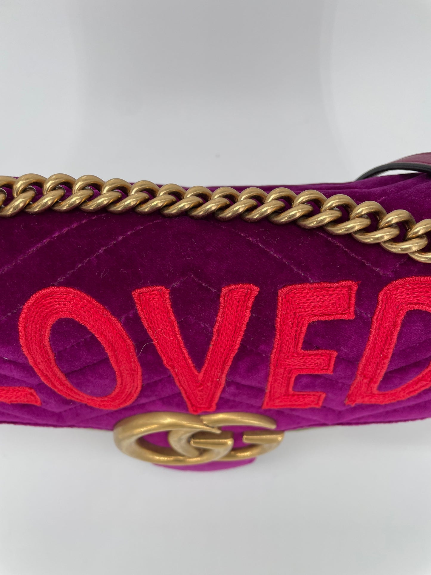 Preloved Gucci  Embroidered ‘LOVED’ Marmont shoulder Bag, Medium