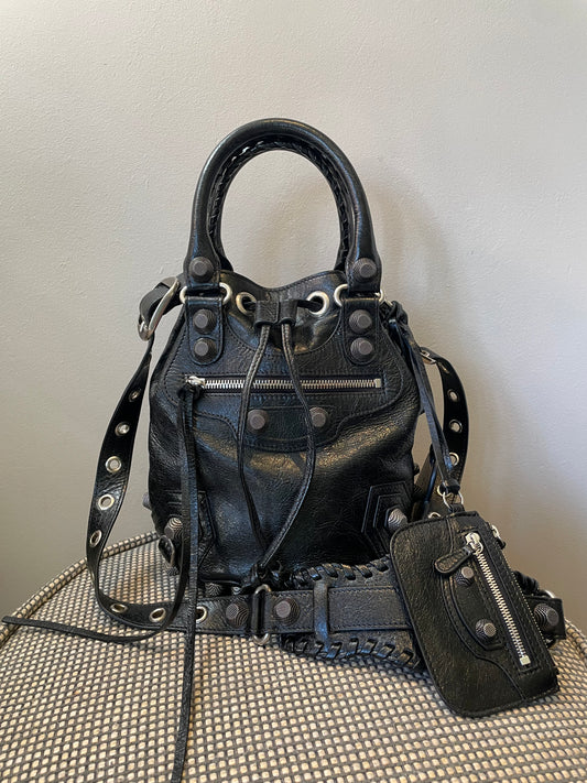 Preloved Balenciaga Agneau Arena Le Cagole Bucket Bag, Small