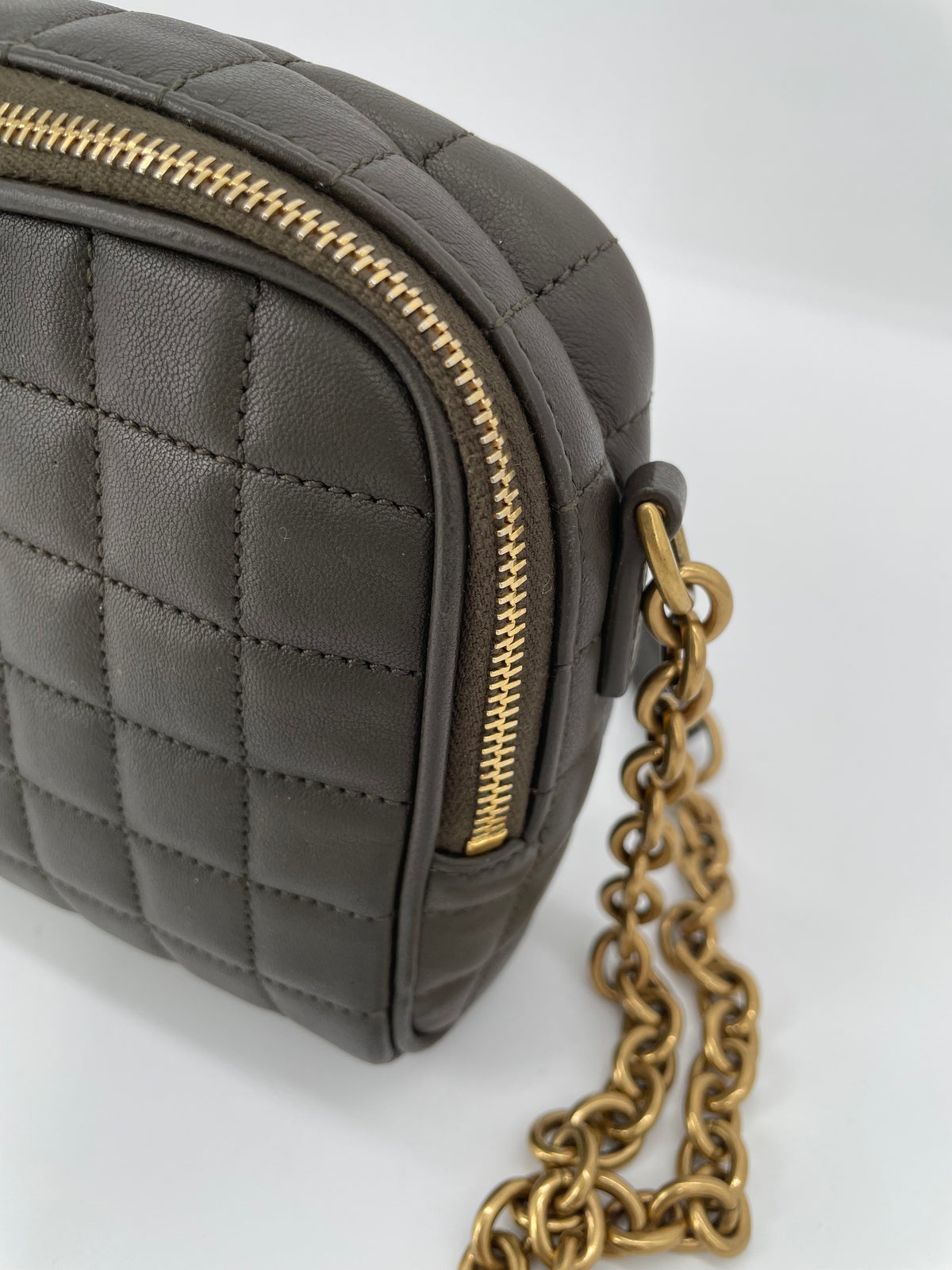Preloved Saint Laurent Carre Quilted Cassandre Camera Bag, Mini